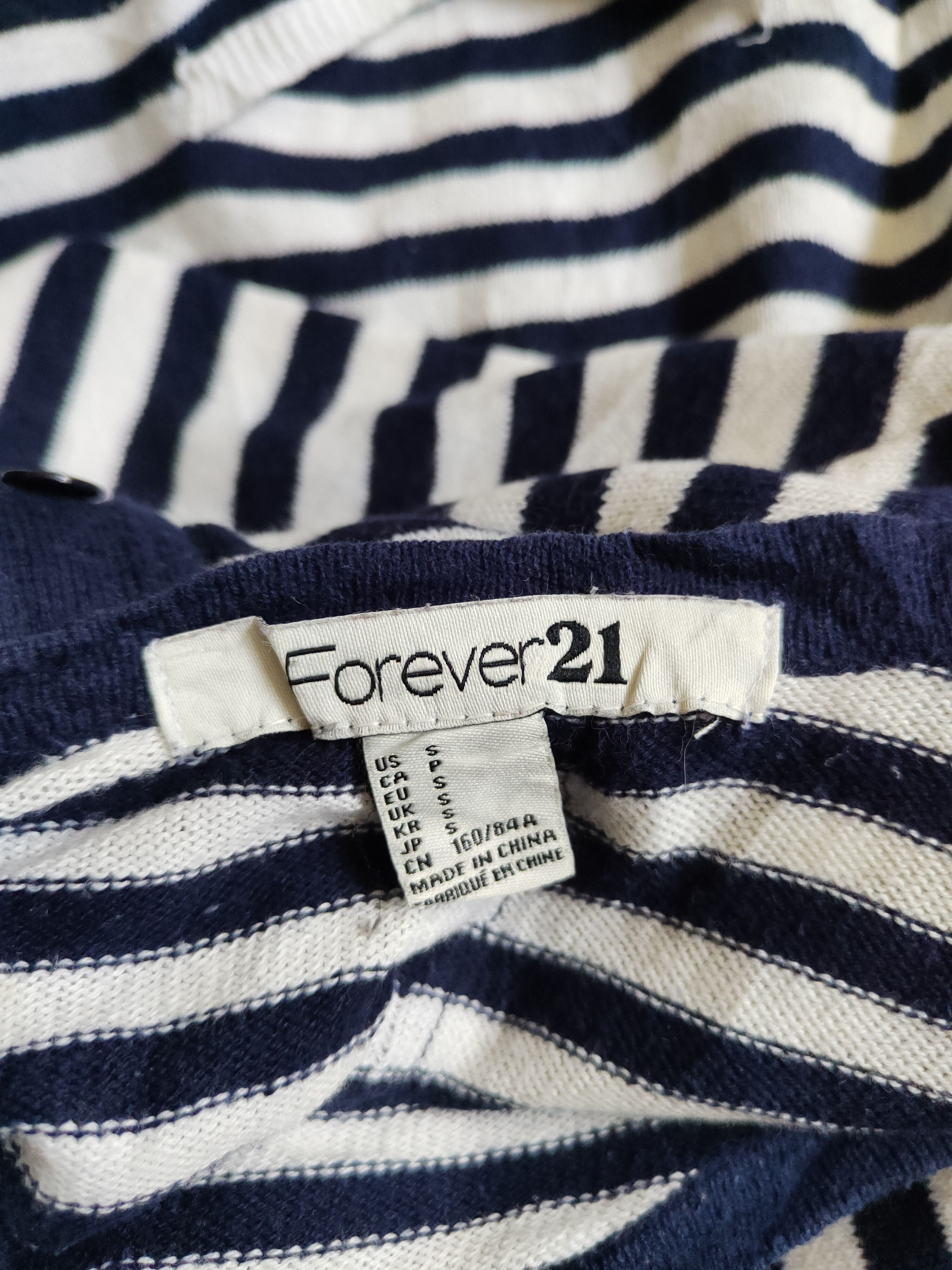Japanese Brand Forever 21 Navy/White Stripe thin sweatshirt #S904 Size S / US 4 / IT 40 - 12 Thumbnail