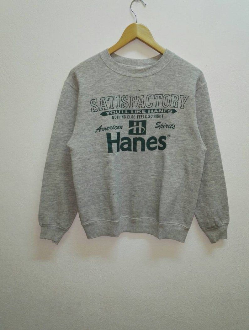 Hanes Rare 90s HANES Satisfactory Crewneck Sportwear(s183) Size US M / EU 48-50 / 2 - 1 Thumbnail