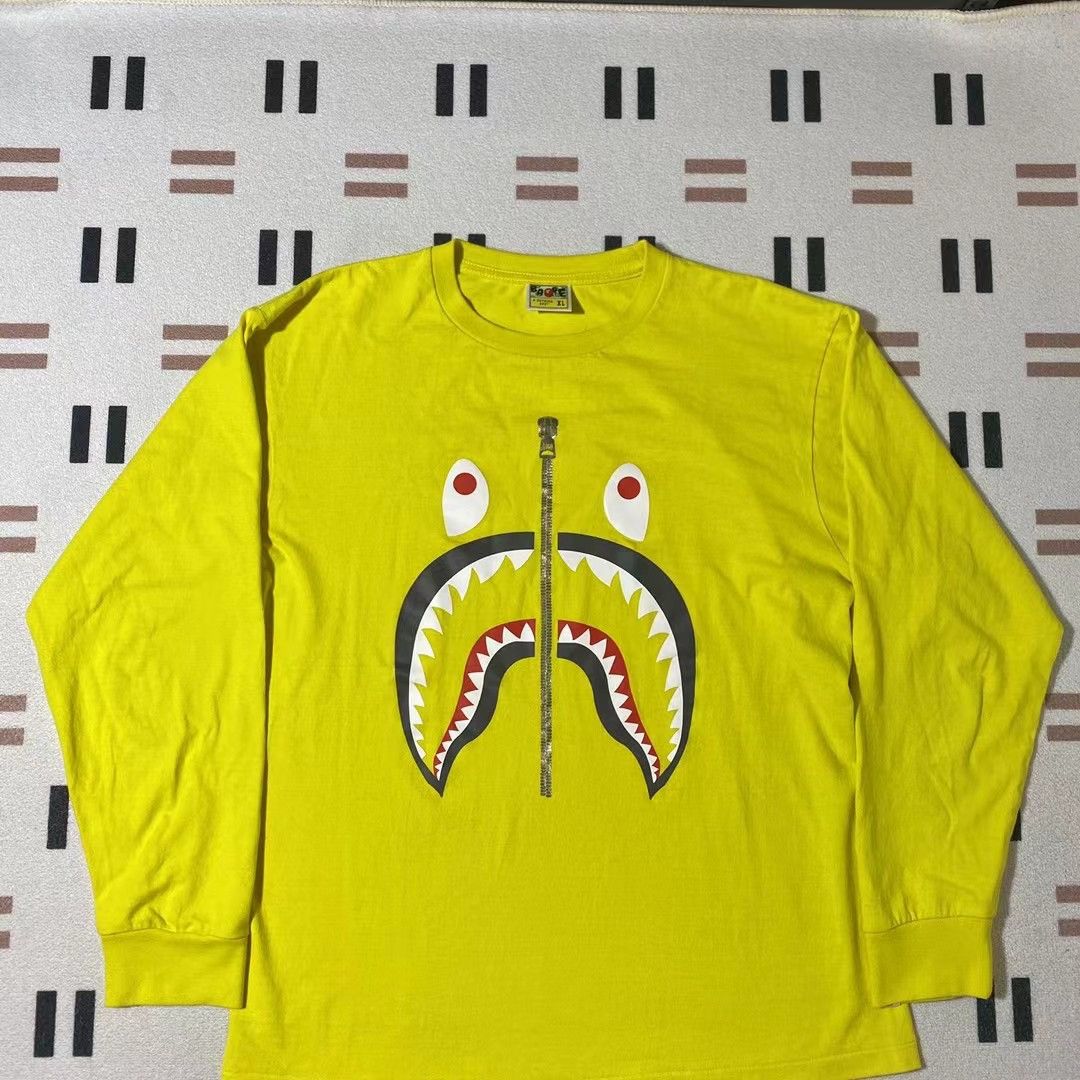 Bape Men Bape Shark Long Sleeve Tee BAPE SHARK LONG SLEEVE TEE