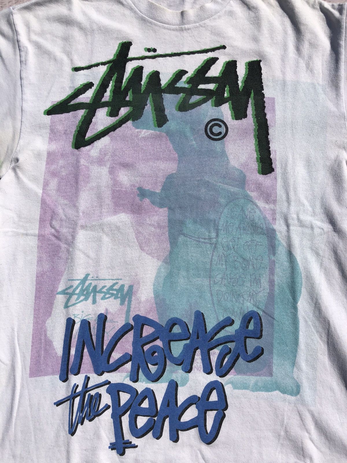 Stussy Vintage 2000s Stussy Dinosour Increase Peace Big Print Tee Size US M / EU 48-50 / 2 - 2 Thumbnail
