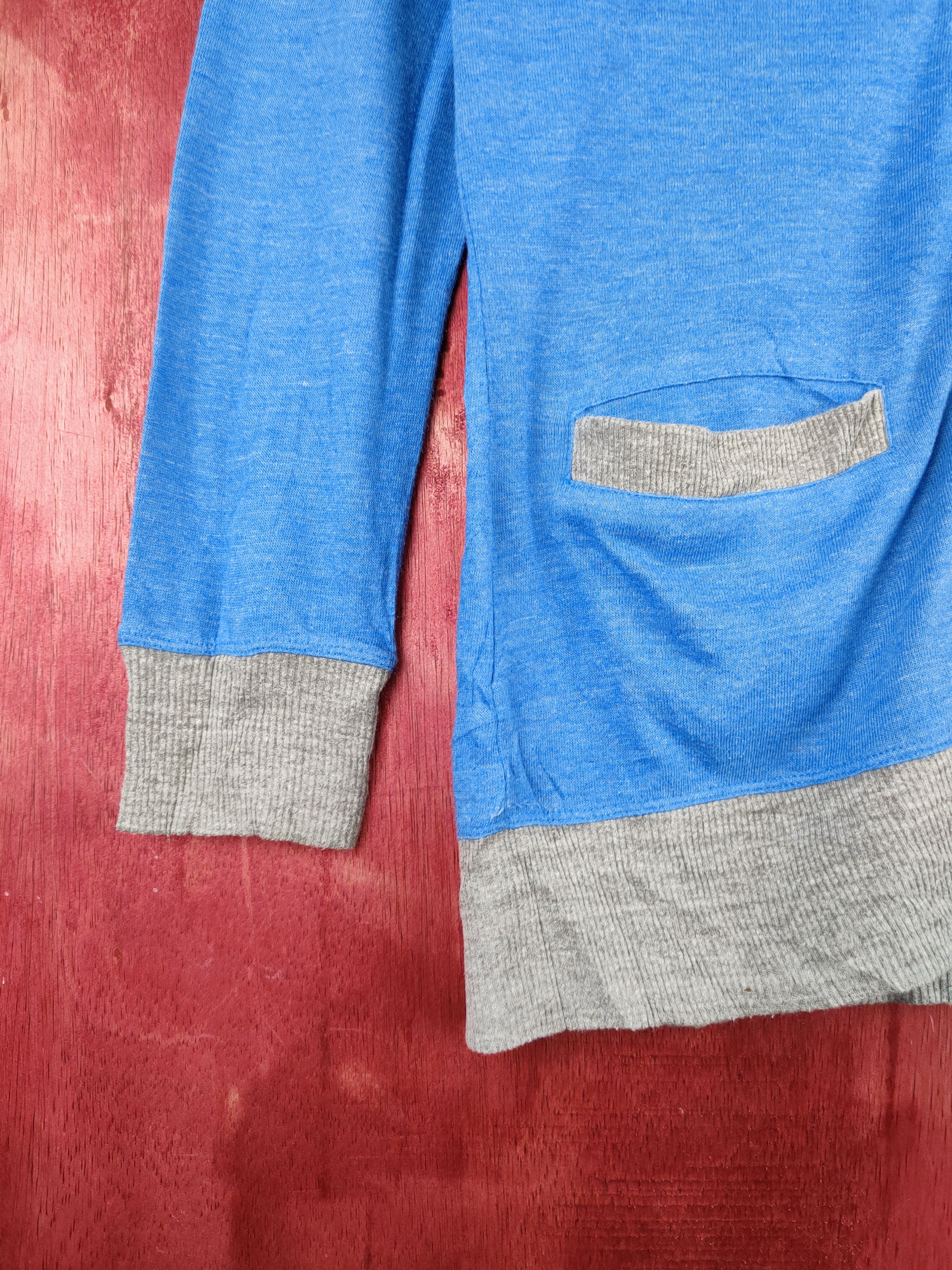 Japanese Brand Back Number Blue/Gray Cardigan thin #S861 Size M / US 6-8 / IT 42-44 - 5 Thumbnail