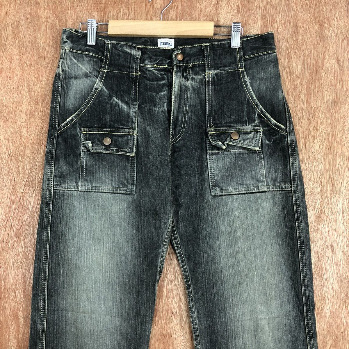 DLL Eternal Black faded Denim bush Jeans Pants #1930
