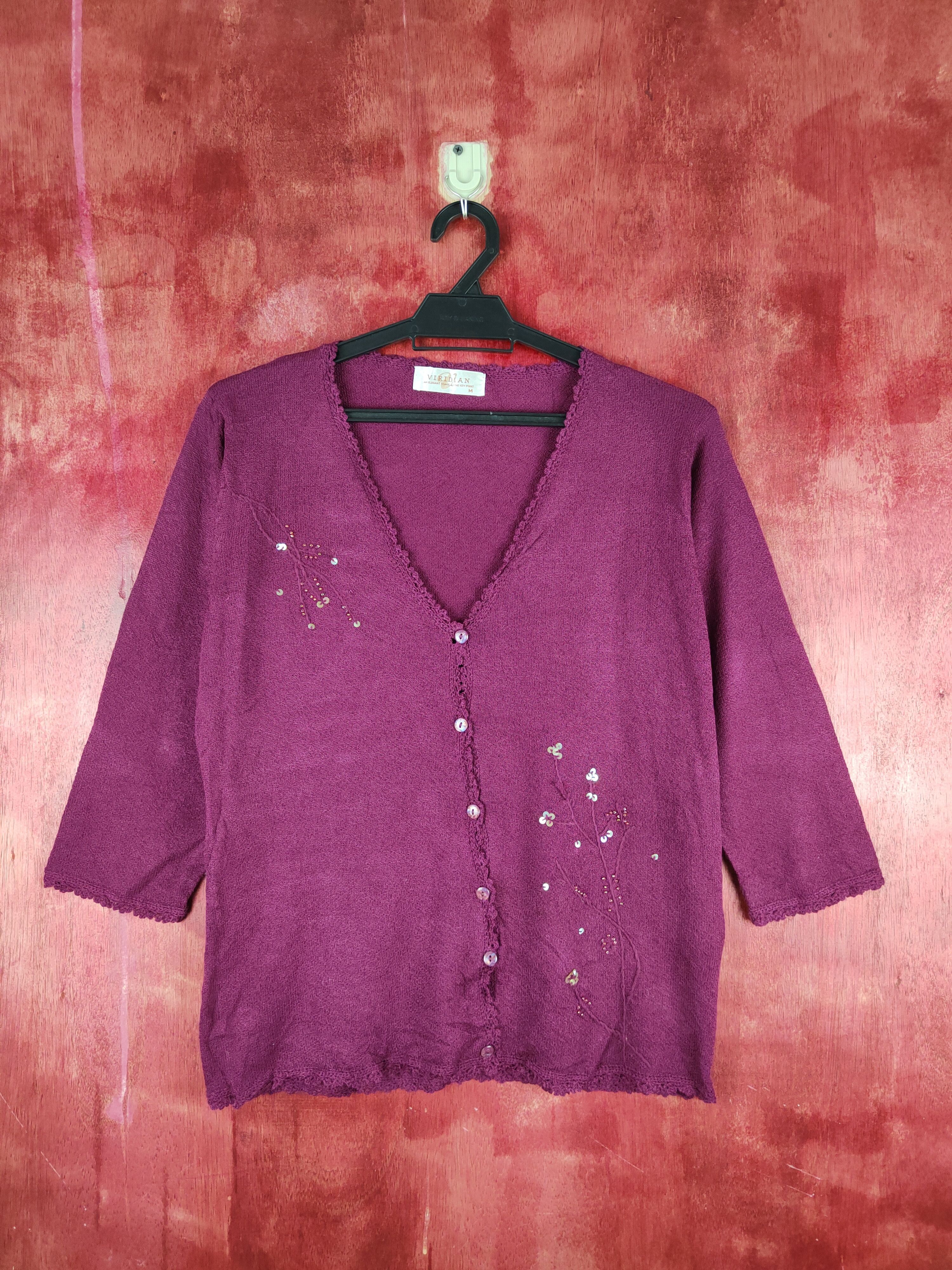 Japanese Brand × Vintage Viridian Dark Purple Cardigan vintage #S849 Size M / US 6-8 / IT 42-44 - 1 Thumbnail