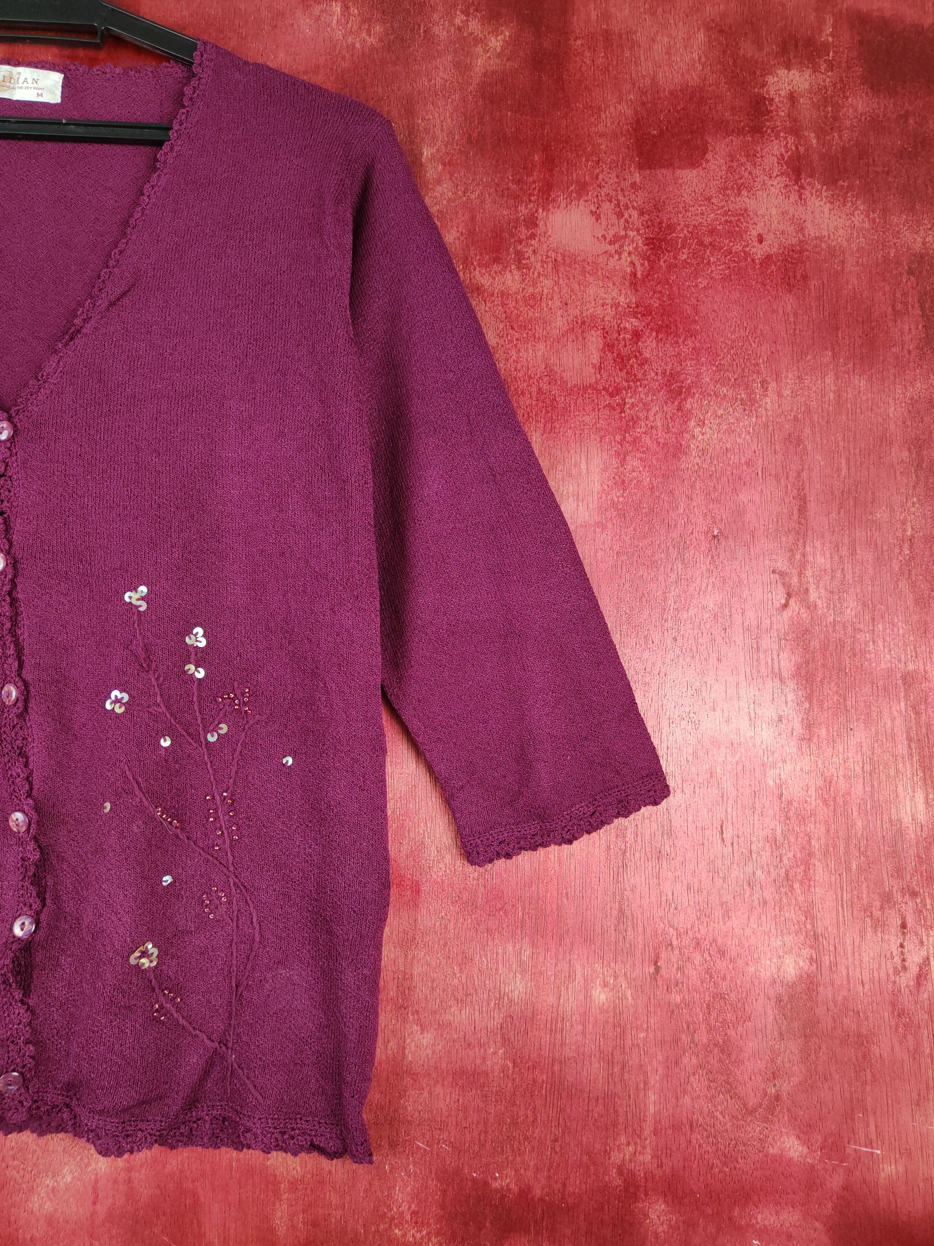 Japanese Brand × Vintage Viridian Dark Purple Cardigan vintage #S849 Size M / US 6-8 / IT 42-44 - 5 Thumbnail