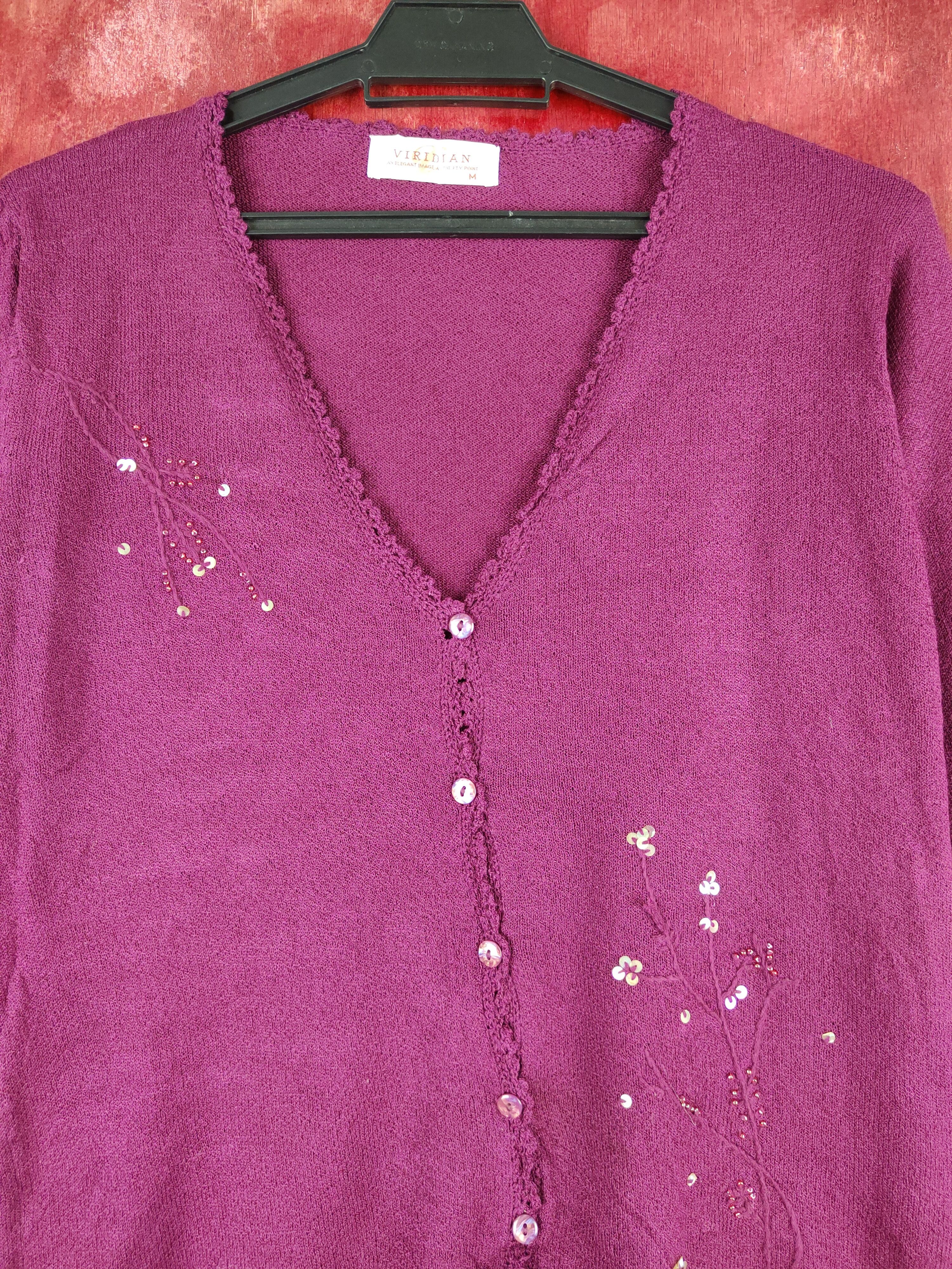 Japanese Brand × Vintage Viridian Dark Purple Cardigan vintage #S849 Size M / US 6-8 / IT 42-44 - 2 Thumbnail