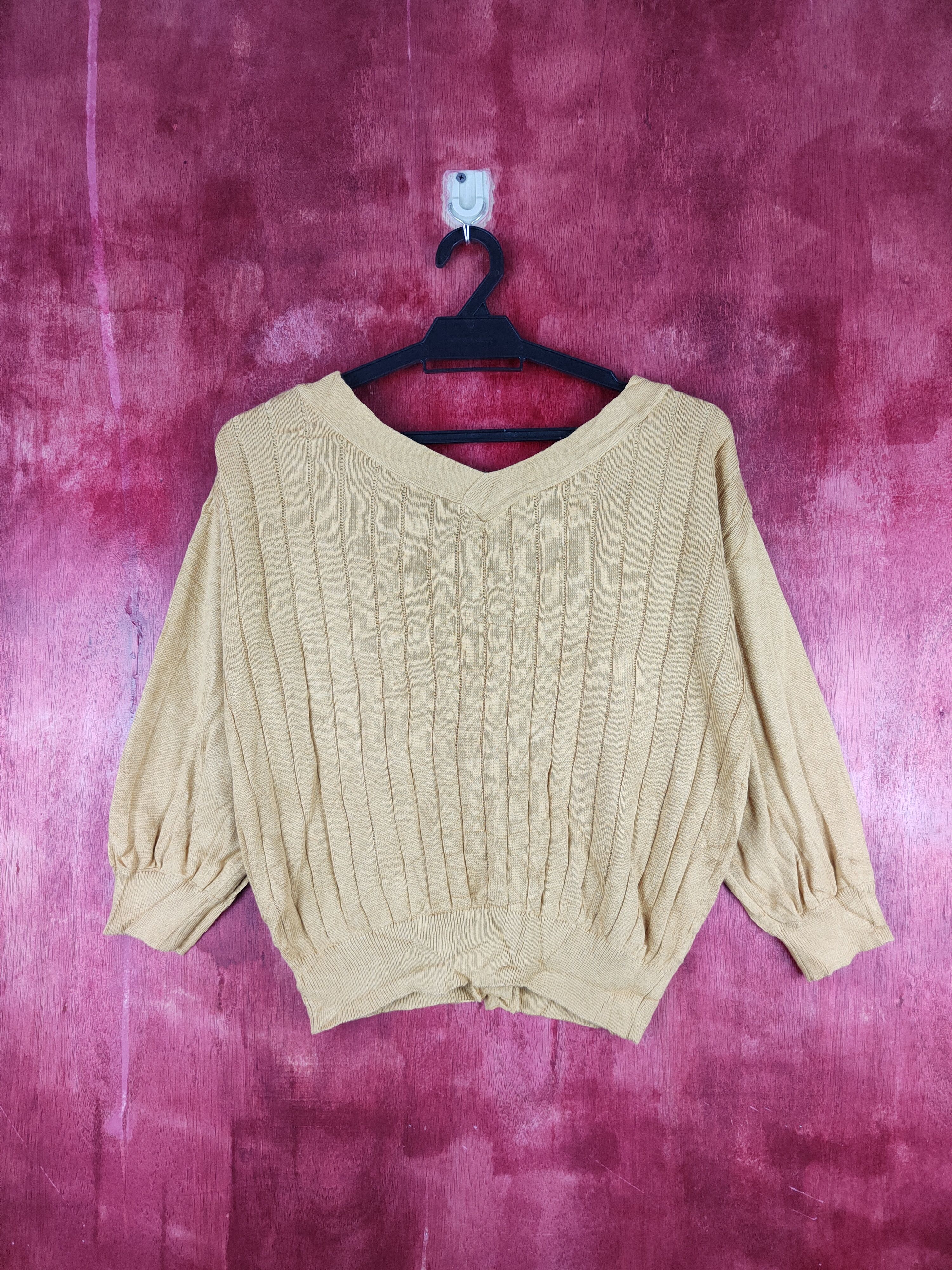 Japanese Brand Earth Music & Ecology Mustard Crop Tops Cardigan #S847 Size M / US 6-8 / IT 42-44 - 7 Thumbnail