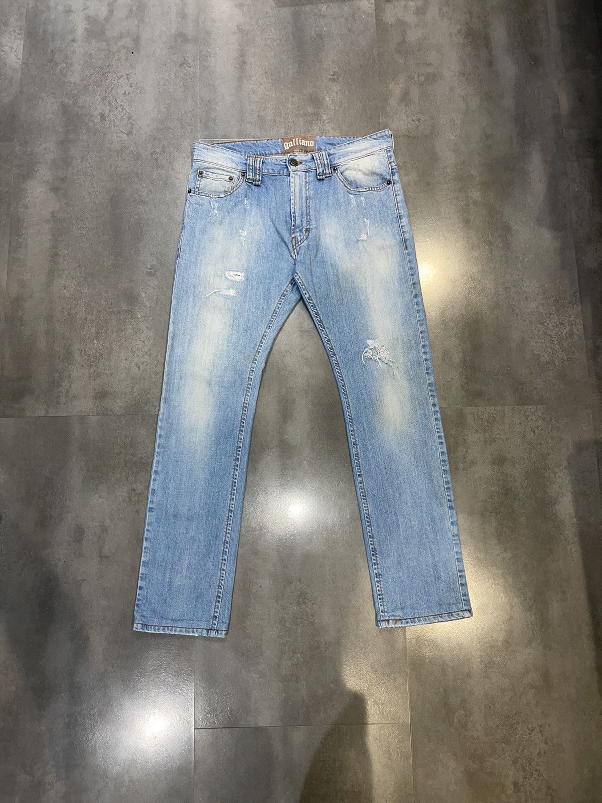John Galliano Galliano Distressed Giraffe Logo Indigo Denim Pants Size US 33 - 7 Thumbnail