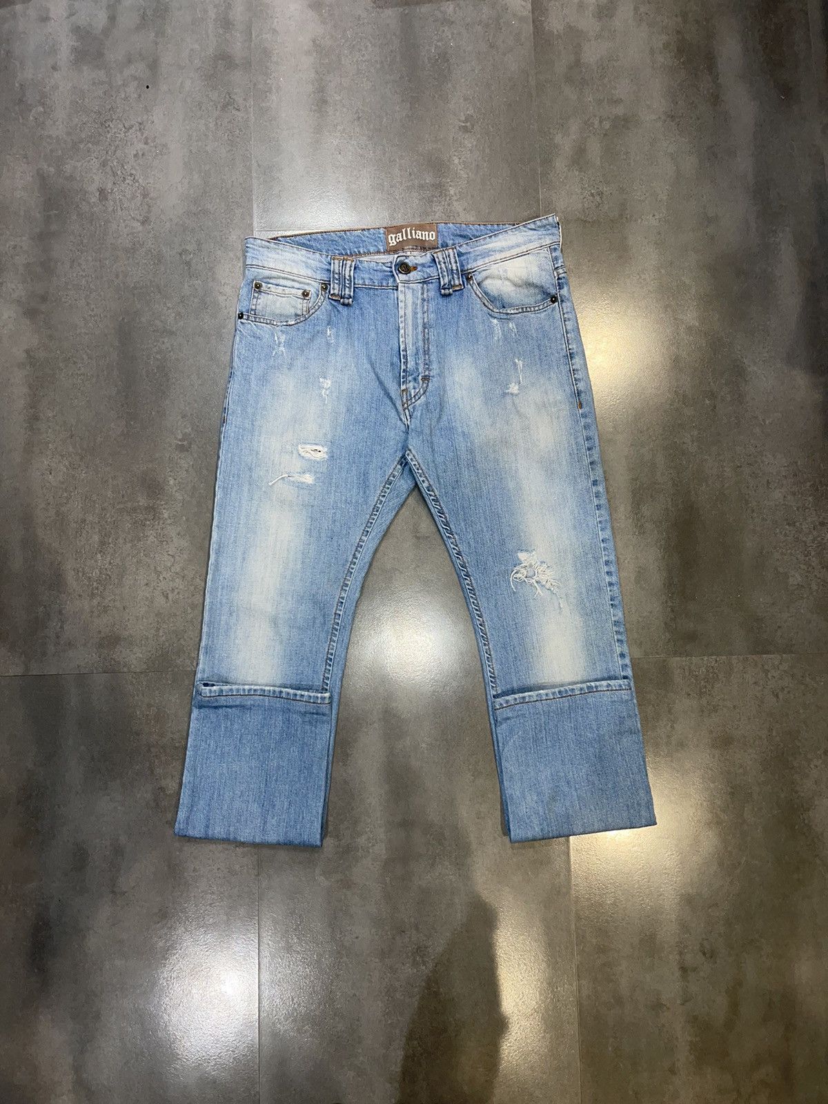 John Galliano Galliano Distressed Giraffe Logo Indigo Denim Pants Size US 33 - 9 Thumbnail