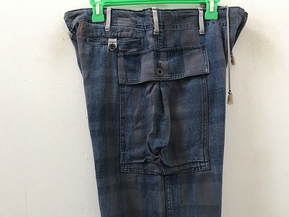 Japanese Brand Reproduction Label Japan Rebuild Plaid Check HBT Cargo Size US 31 - 17 Thumbnail