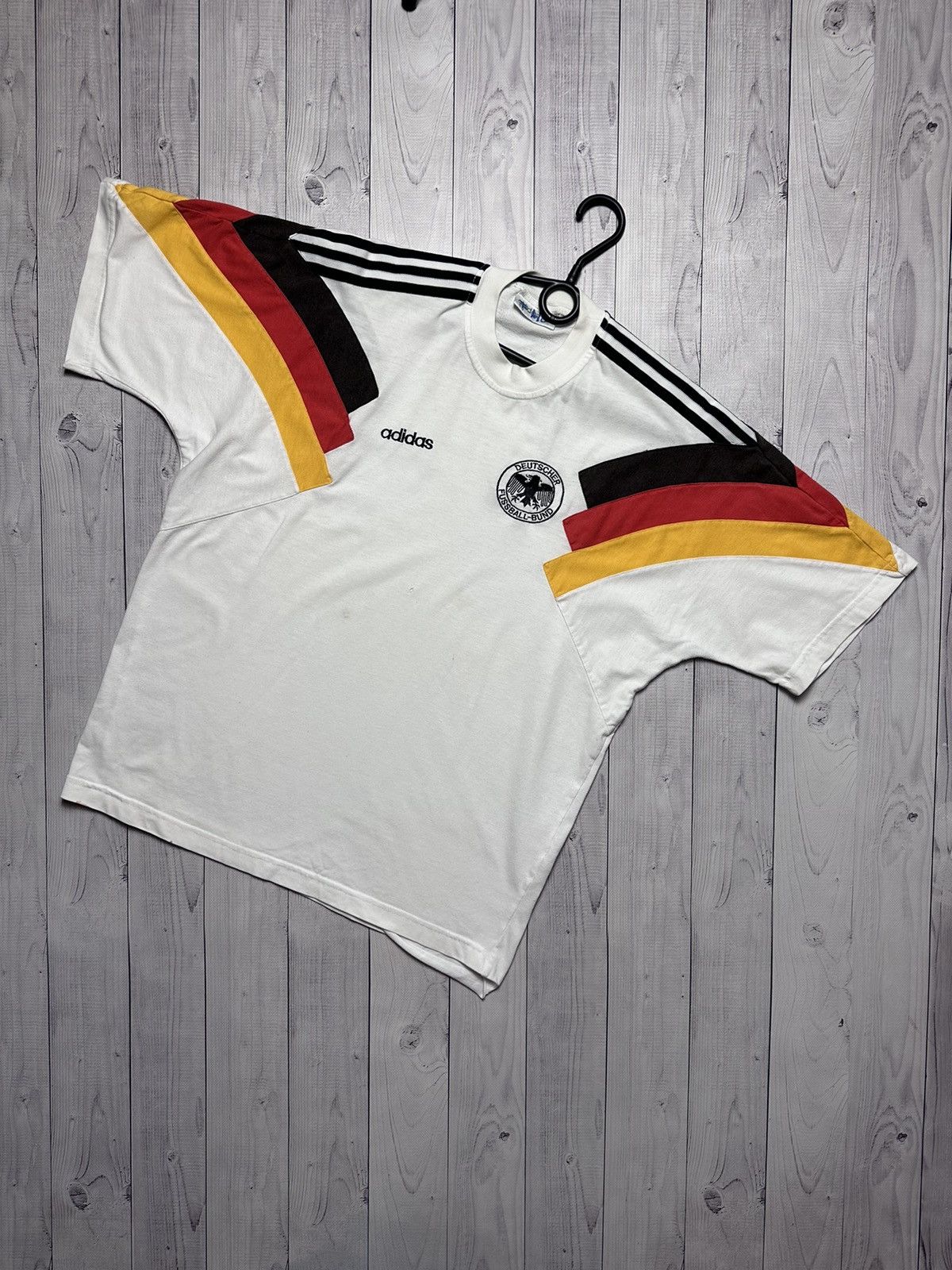 Pre-owned Adidas X Soccer Jersey Vintage Deutschland Soccer Jersey Adidas Size L In White
