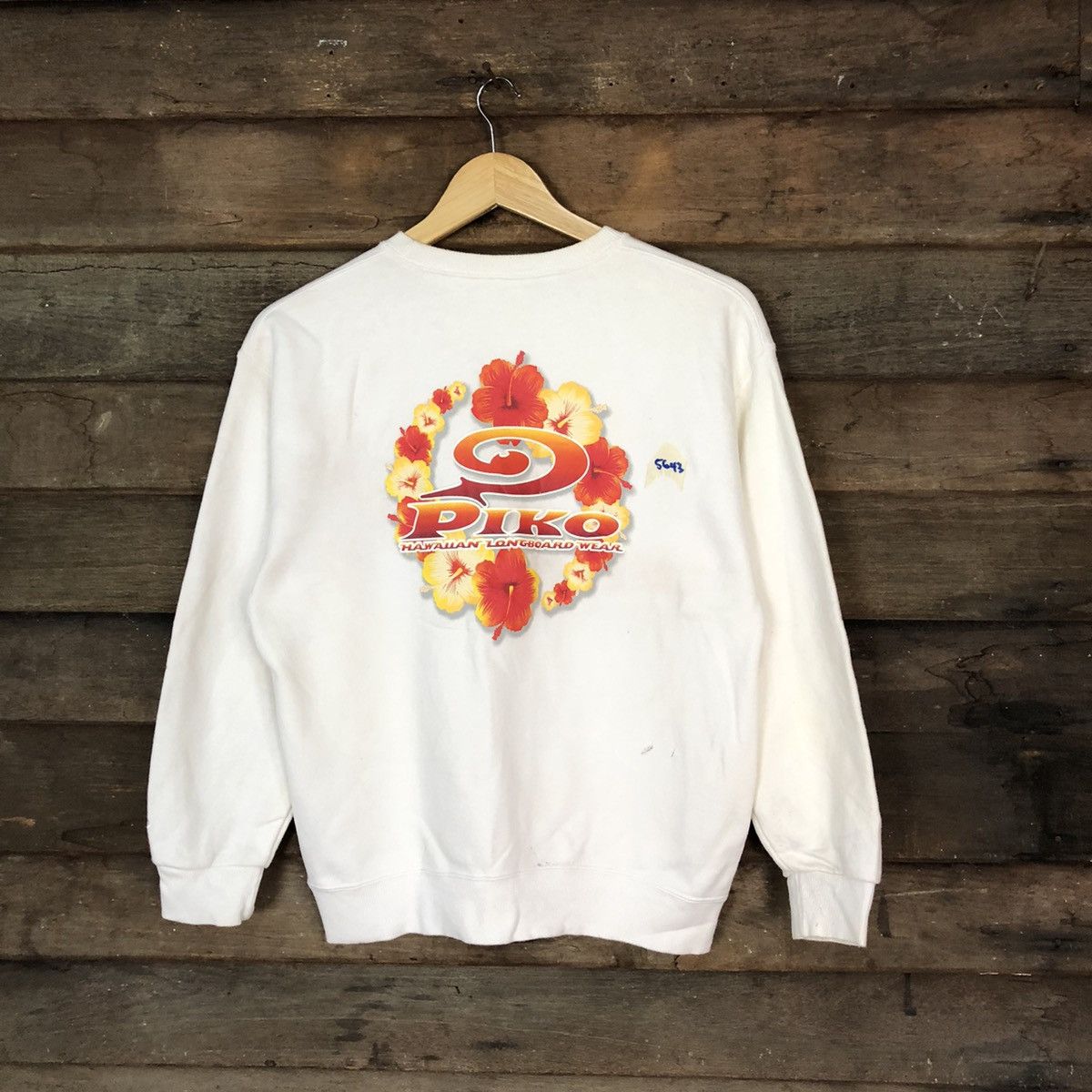 Japanese Brand Piko Hawaii Longboard wear surf White Sweatshirt #5643 Size US S / EU 44-46 / 1 - 1 Thumbnail