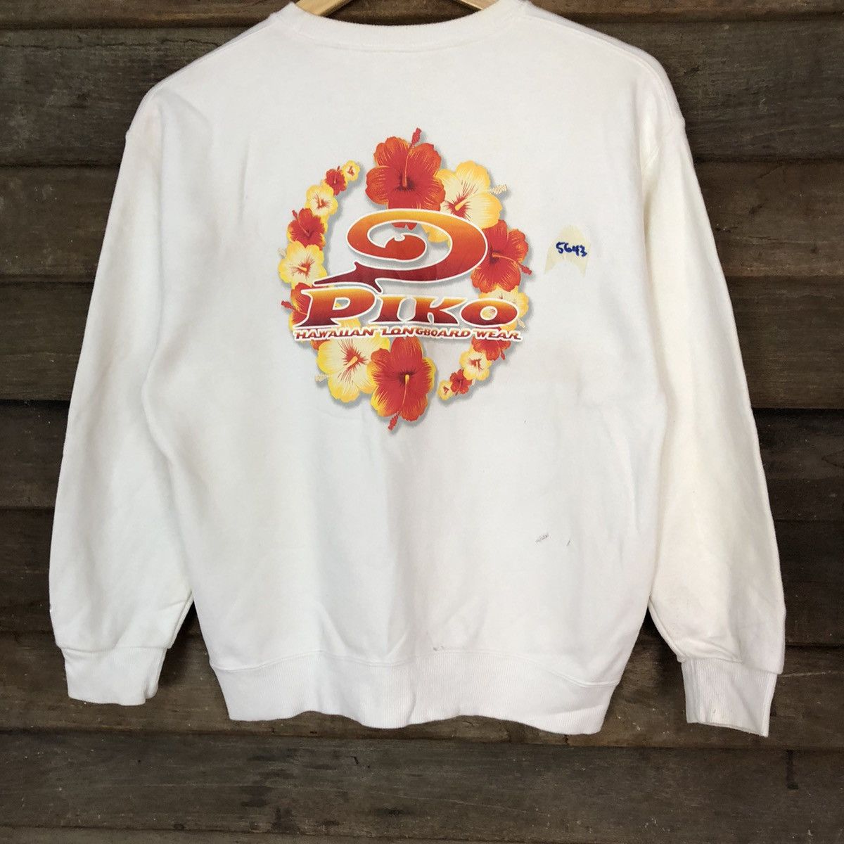 Japanese Brand Piko Hawaii Longboard wear surf White Sweatshirt #5643 Size US S / EU 44-46 / 1 - 3 Thumbnail