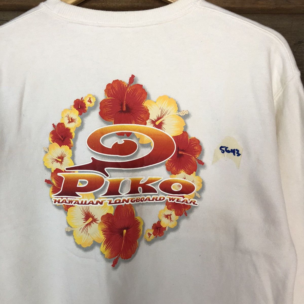 Japanese Brand Piko Hawaii Longboard wear surf White Sweatshirt #5643 Size US S / EU 44-46 / 1 - 6 Thumbnail