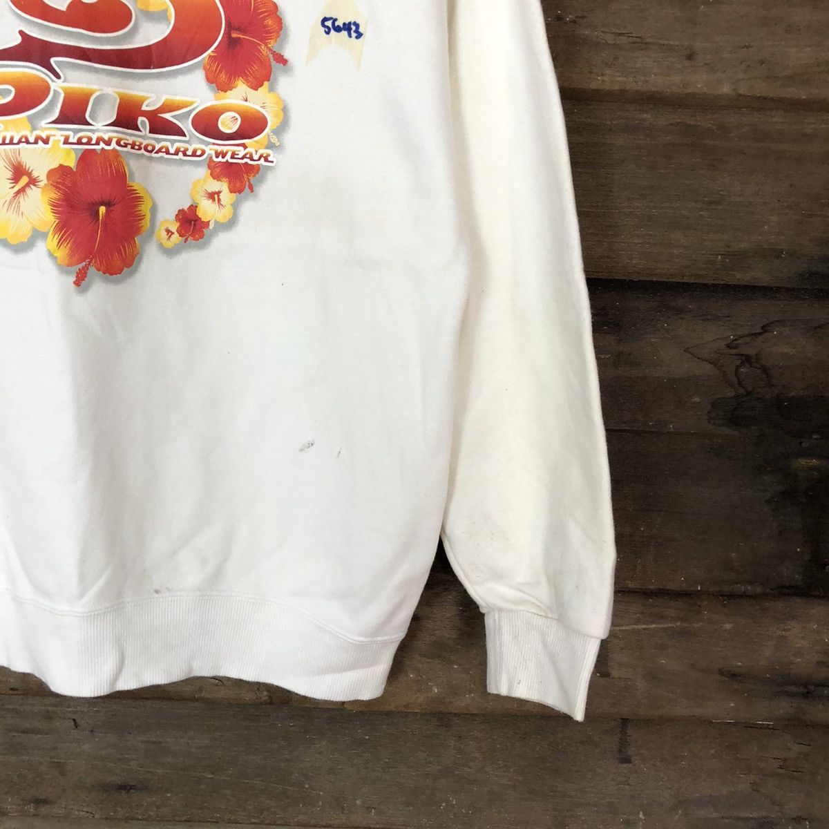Japanese Brand Piko Hawaii Longboard wear surf White Sweatshirt #5643 Size US S / EU 44-46 / 1 - 5 Thumbnail
