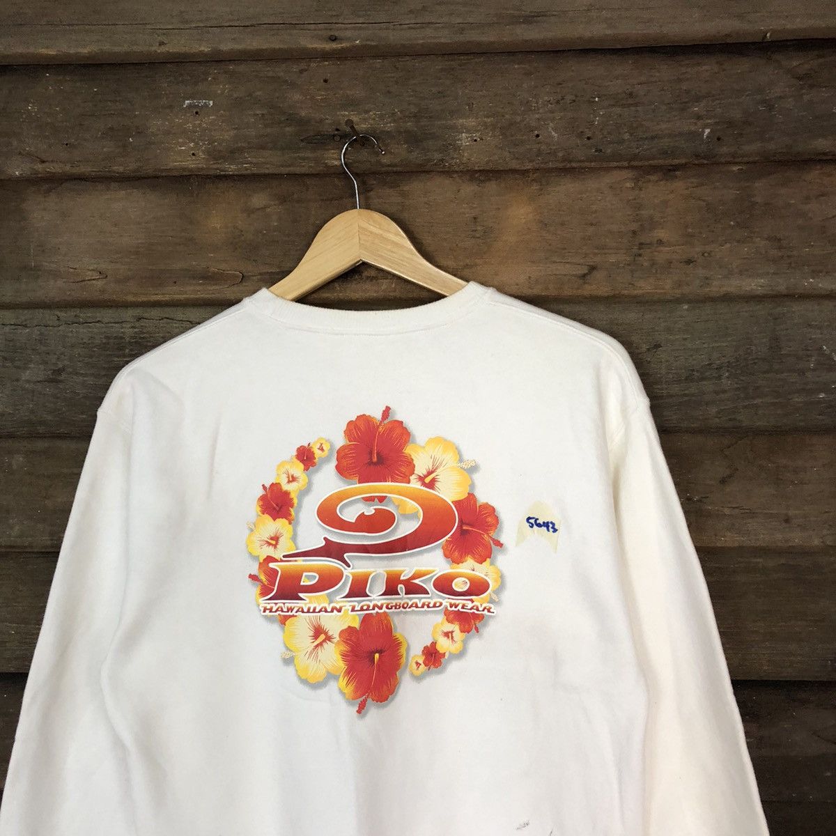 Japanese Brand Piko Hawaii Longboard wear surf White Sweatshirt #5643 Size US S / EU 44-46 / 1 - 2 Thumbnail