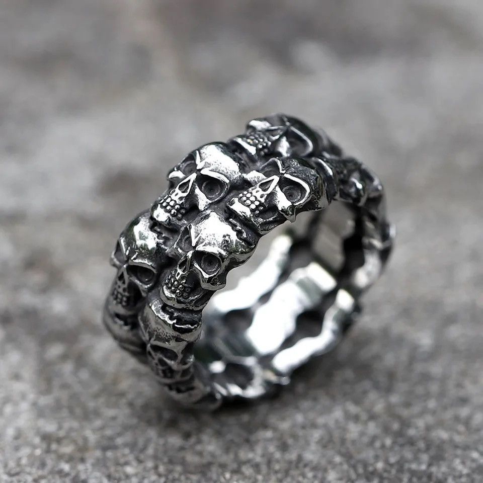 Jewelry Domineering Devil Skeleton Rings in Silver, Men's