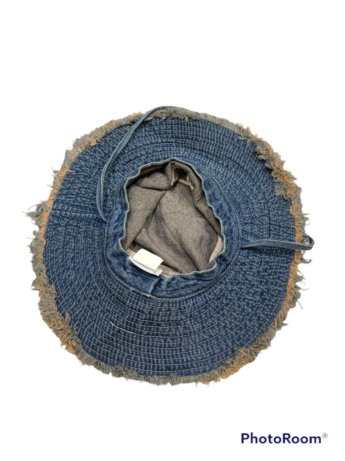 Michiko Koshino London DISTRESSED DESTROYED DENIM BUCKET HAT Size ONE SIZE - 4 Thumbnail