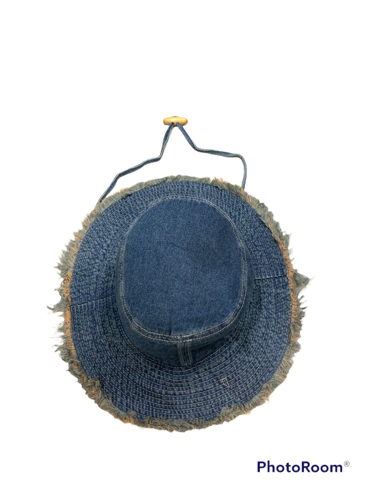 Michiko Koshino London DISTRESSED DESTROYED DENIM BUCKET HAT Size ONE SIZE - 3 Thumbnail