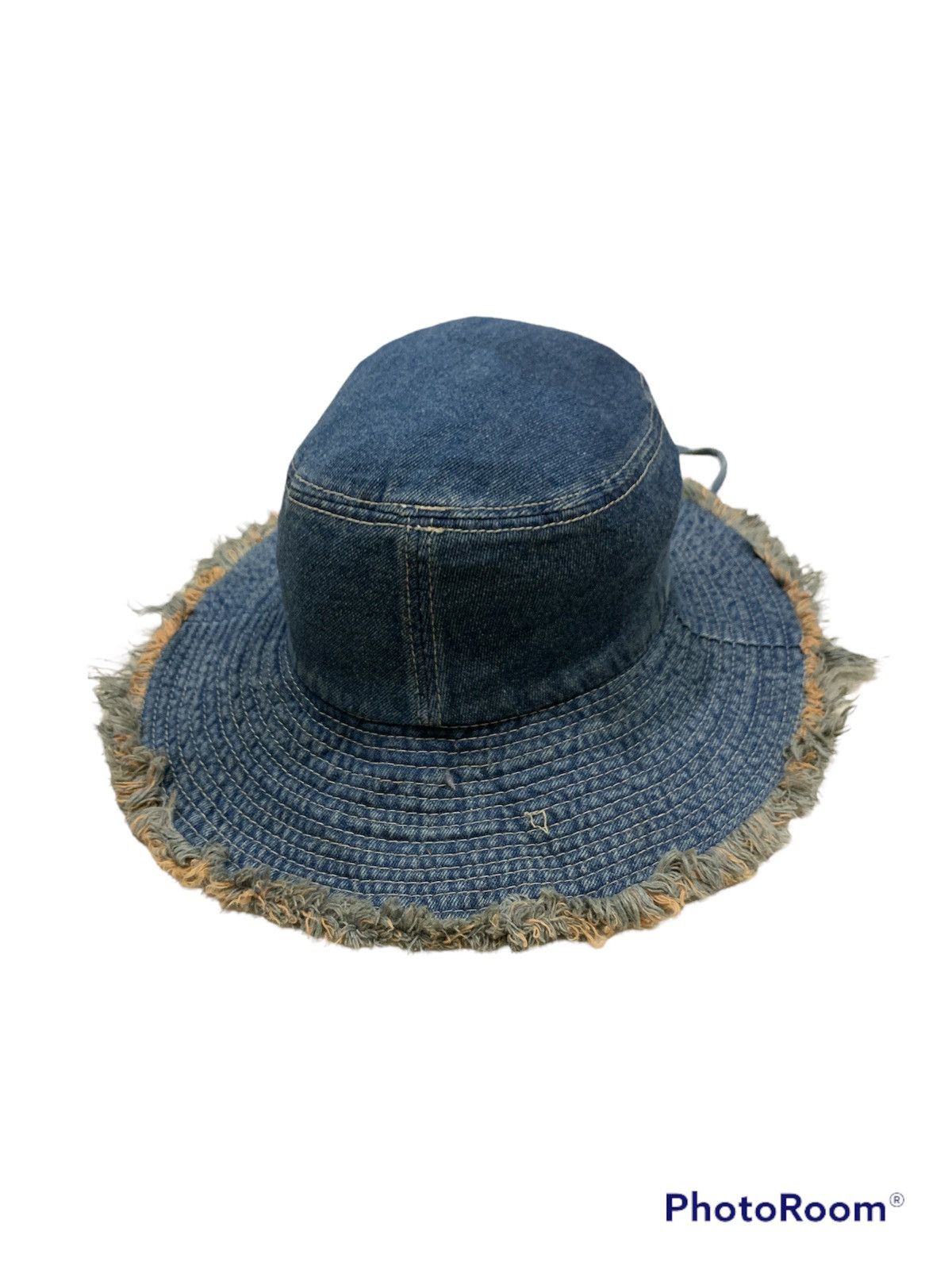 Michiko Koshino London DISTRESSED DESTROYED DENIM BUCKET HAT Size ONE SIZE - 2 Thumbnail