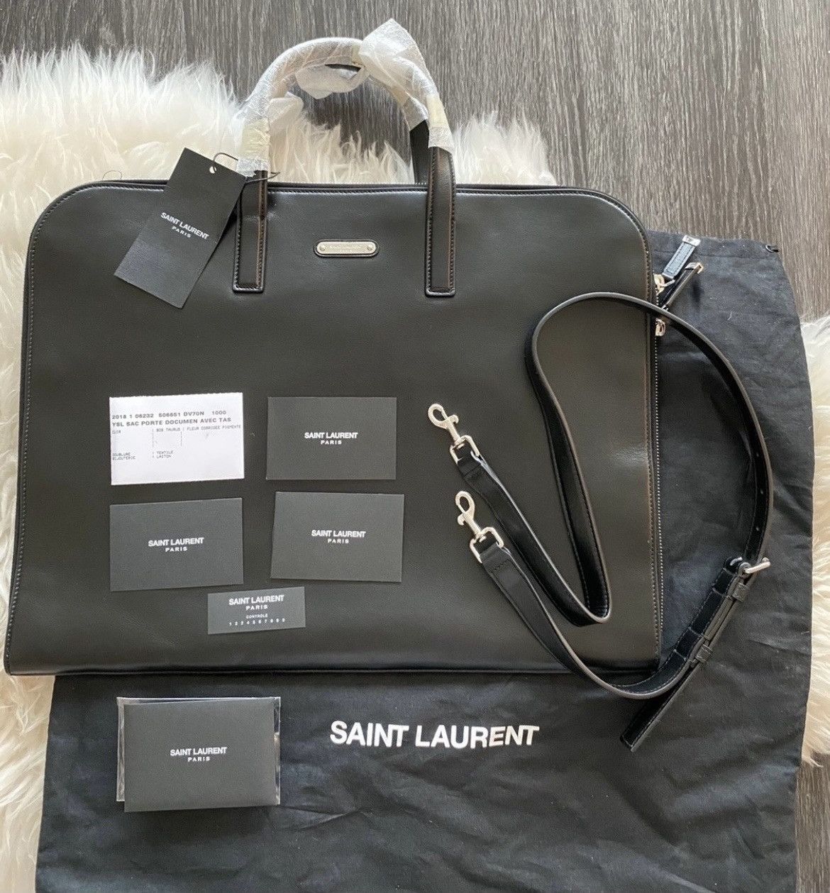 Hedi Slimane × Saint Laurent Paris × Yves Saint Laurent $1,850 Value Pure Leather Limited Edition Runway Briefcase Size ONE SIZE - 1 Thumbnail