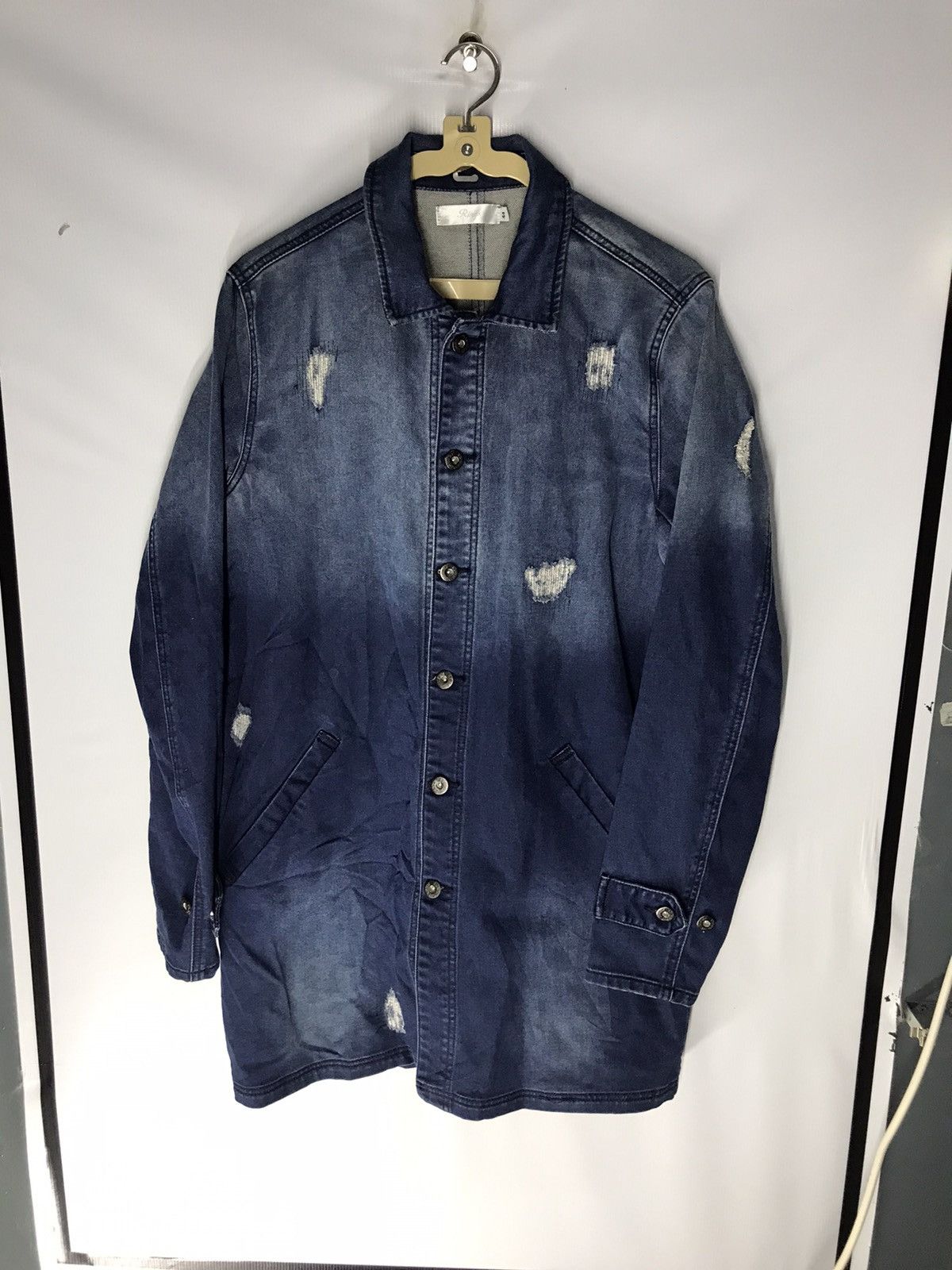 Japanese Brand Denim distressed button jacket by rings Size US S / EU 44-46 / 1 - 8 Thumbnail