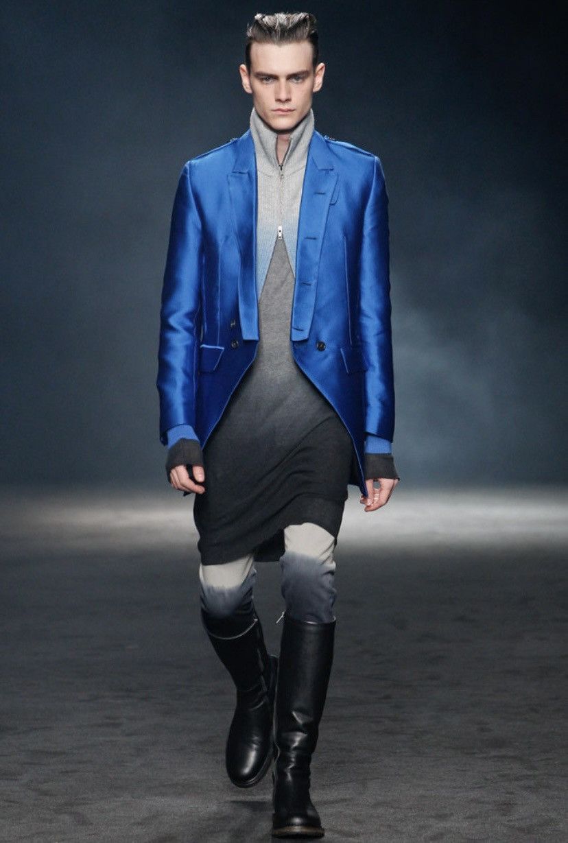 image of Ann Demeulemeester Fall12 Runway Jacket in Electric Blue, Men's (Size Small)