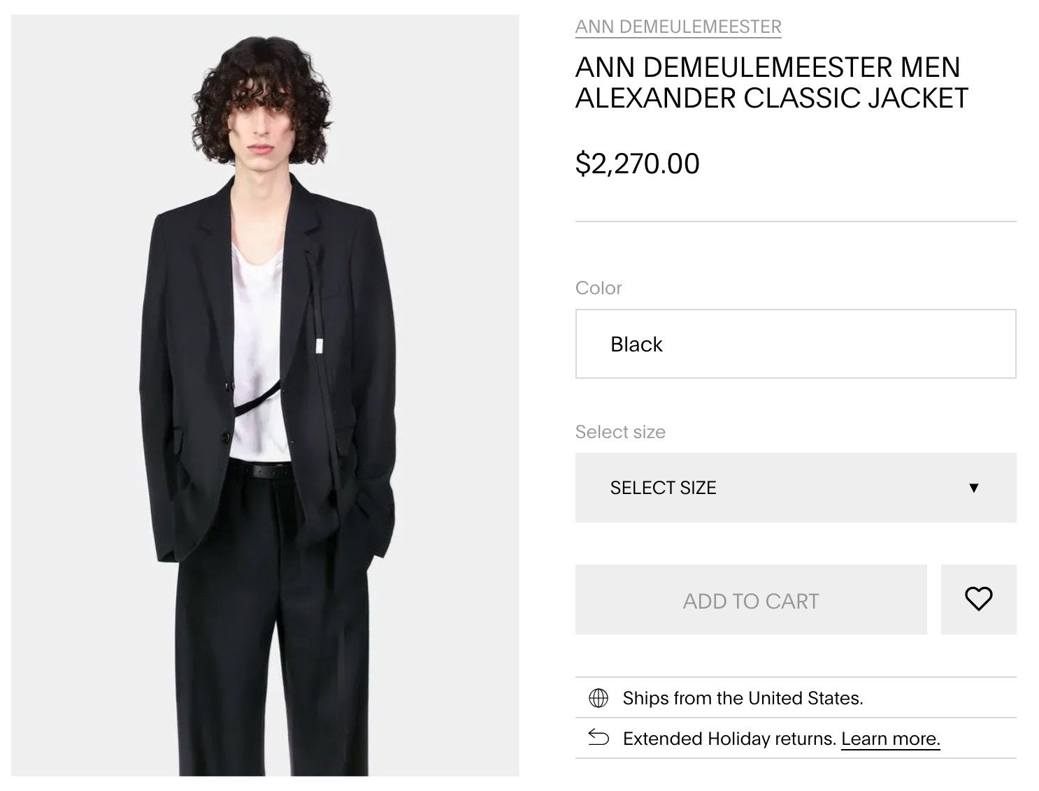 Ann Demeulemeester *NEW* $2270 ALEXANDER RIBBON JACKET/BLAZER 48FR/52IT/L Size 42R - 3 Thumbnail