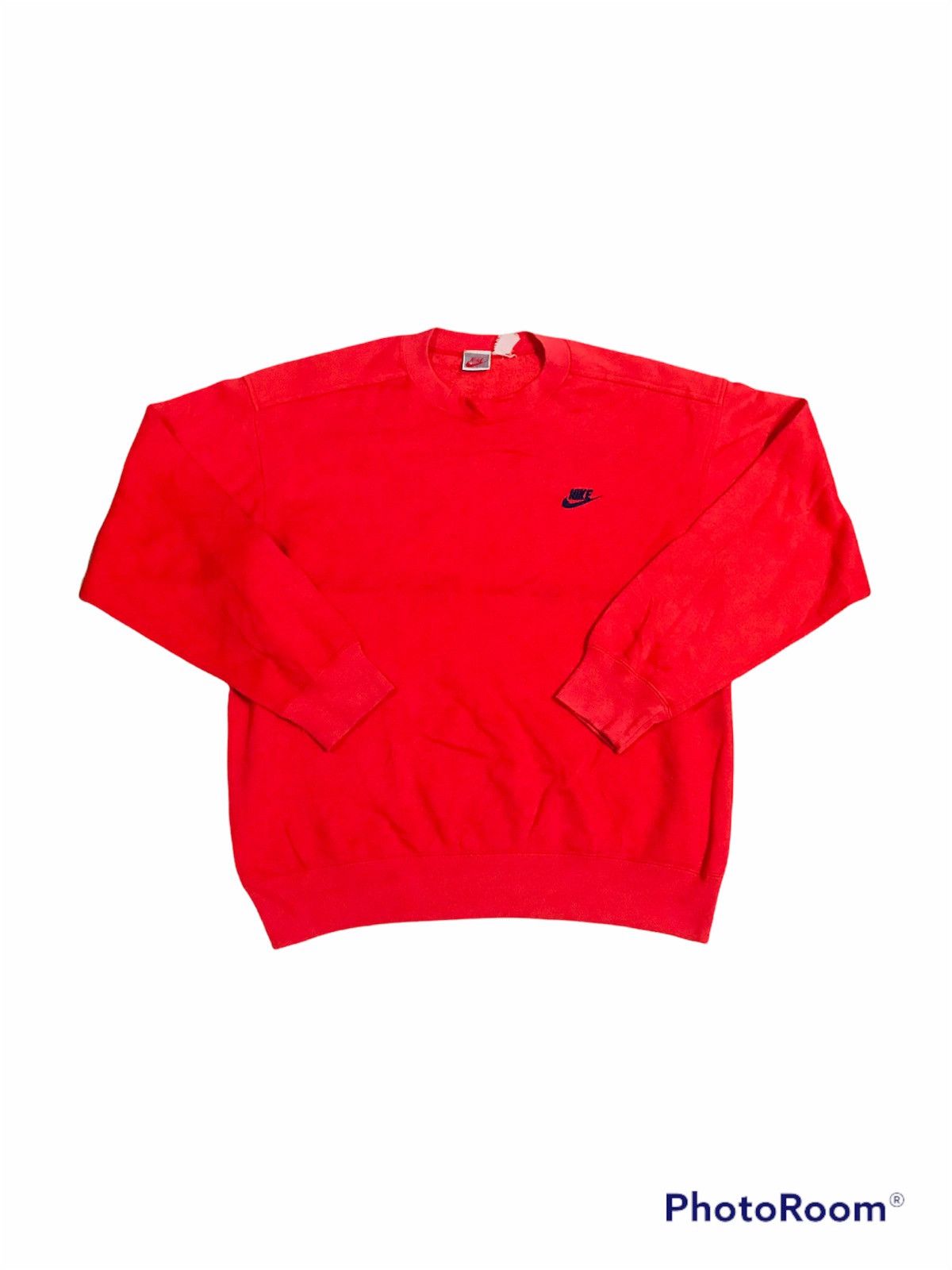 image of Offervintage 90's Nike Gray Tag Sweatshirt Nice Logo in Red, Men's (Size Large)
