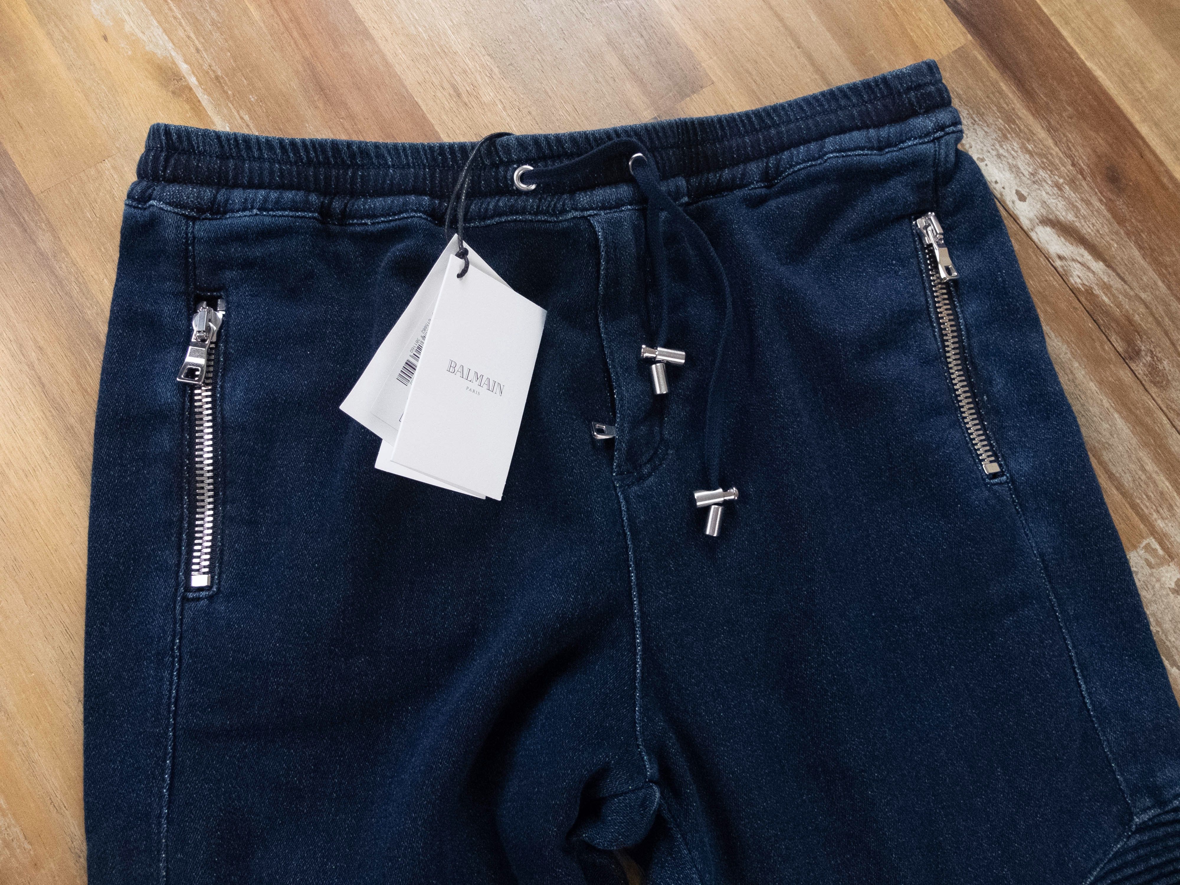 Balmain $799 BALMAIN slim denim tapered biker sweat pants track 36 Size US 36 / EU 52 - 2 Thumbnail