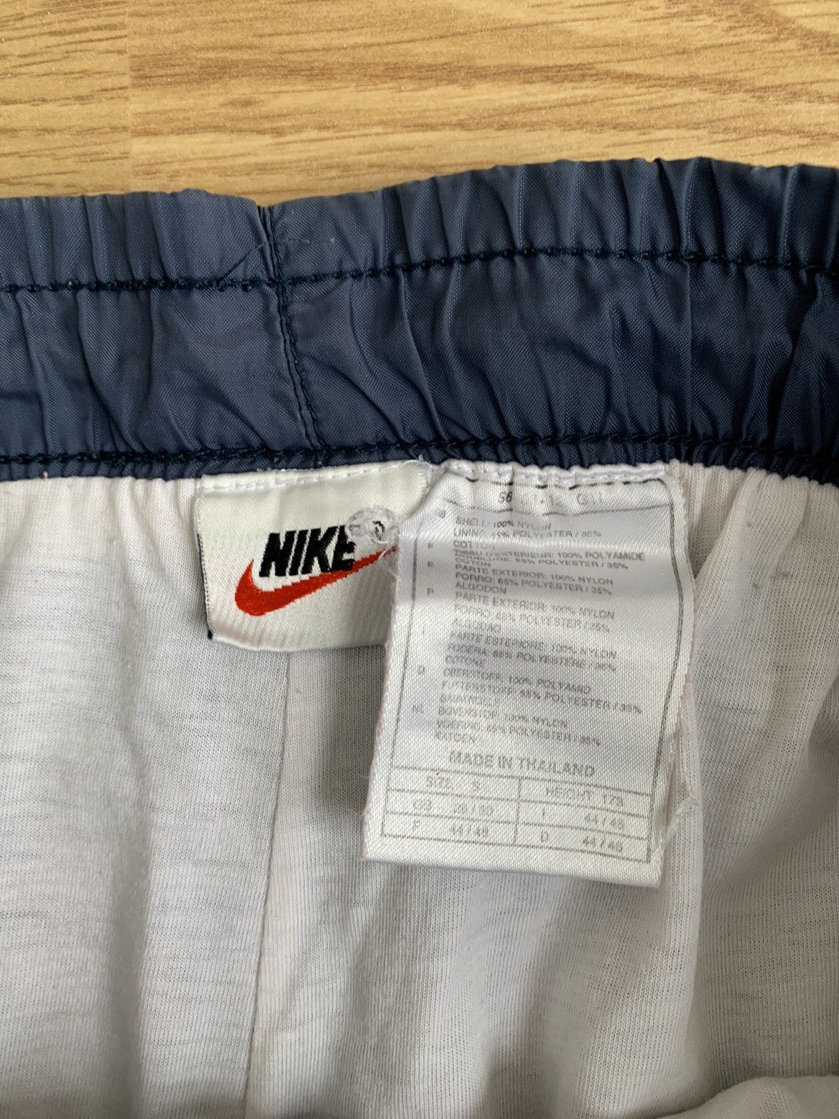 Nike × Vintage Vintage 90s Nike Navy Track Pants Swoosh Nylon Drill Size US 32 / EU 48 - 7 Thumbnail