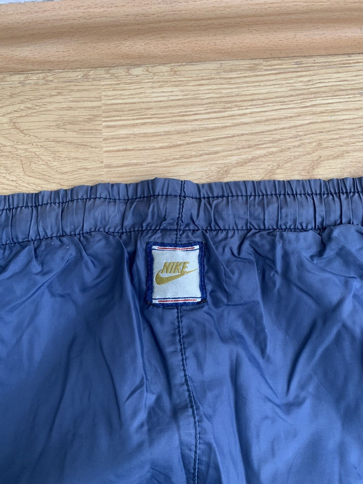 Nike × Vintage Vintage 90s Nike Navy Track Pants Swoosh Nylon Drill Size US 32 / EU 48 - 8 Thumbnail