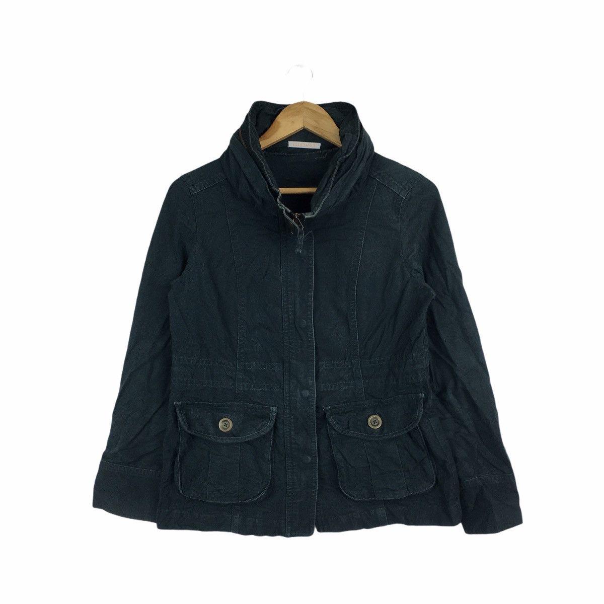 Vtg ELLE PARIS PLANETE Pocket Denim Jeans Jacket Windbreaker