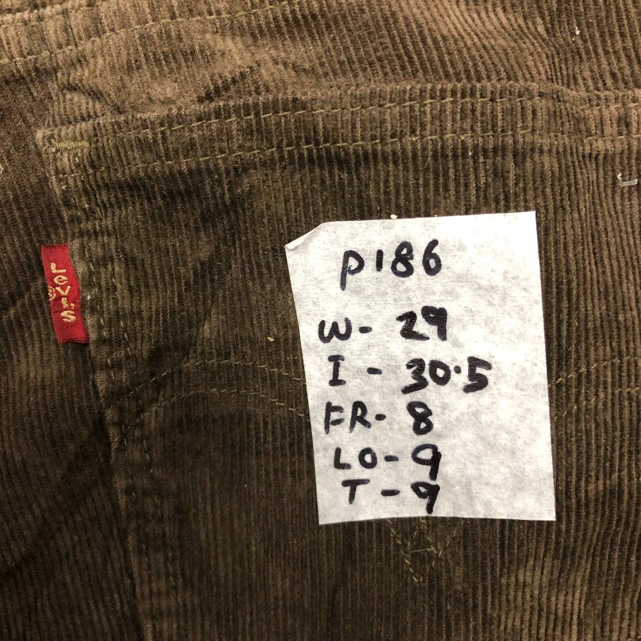 Levi's P186 VTG REDLOOP LEVI'S FLARED CORDUROY PANTS Size 29" - 9 Thumbnail