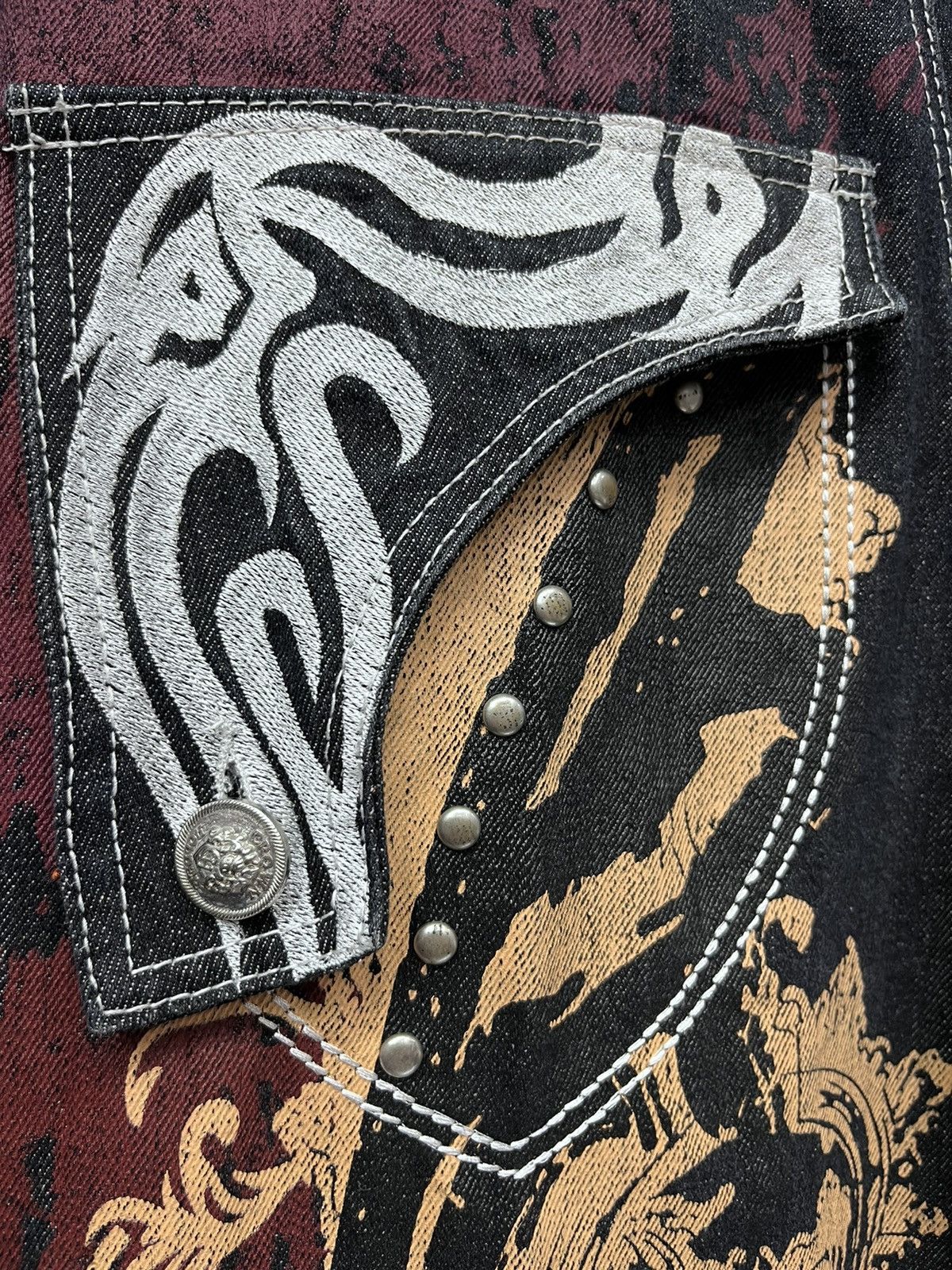 Tribal Streetwear Designer Embroidery Printed Tattoo Design Hip Hop Denim Size US 30 / EU 46 - 4 Thumbnail