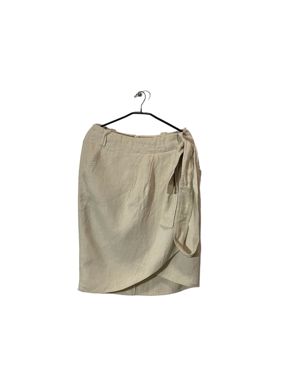 Designer × Max Mara Max Mara linen midi beige skirt Size 32" / US 10 / IT 46 - 1 Thumbnail