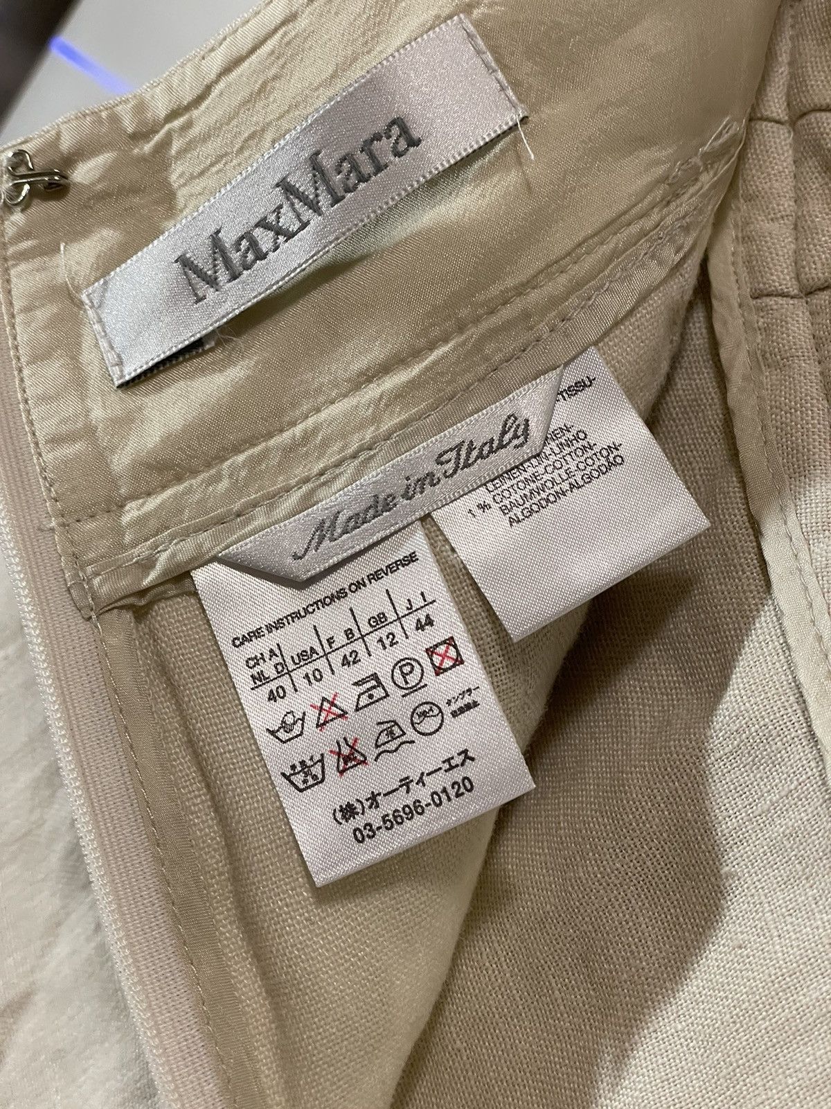 Designer × Max Mara Max Mara linen midi beige skirt Size 32" / US 10 / IT 46 - 9 Thumbnail