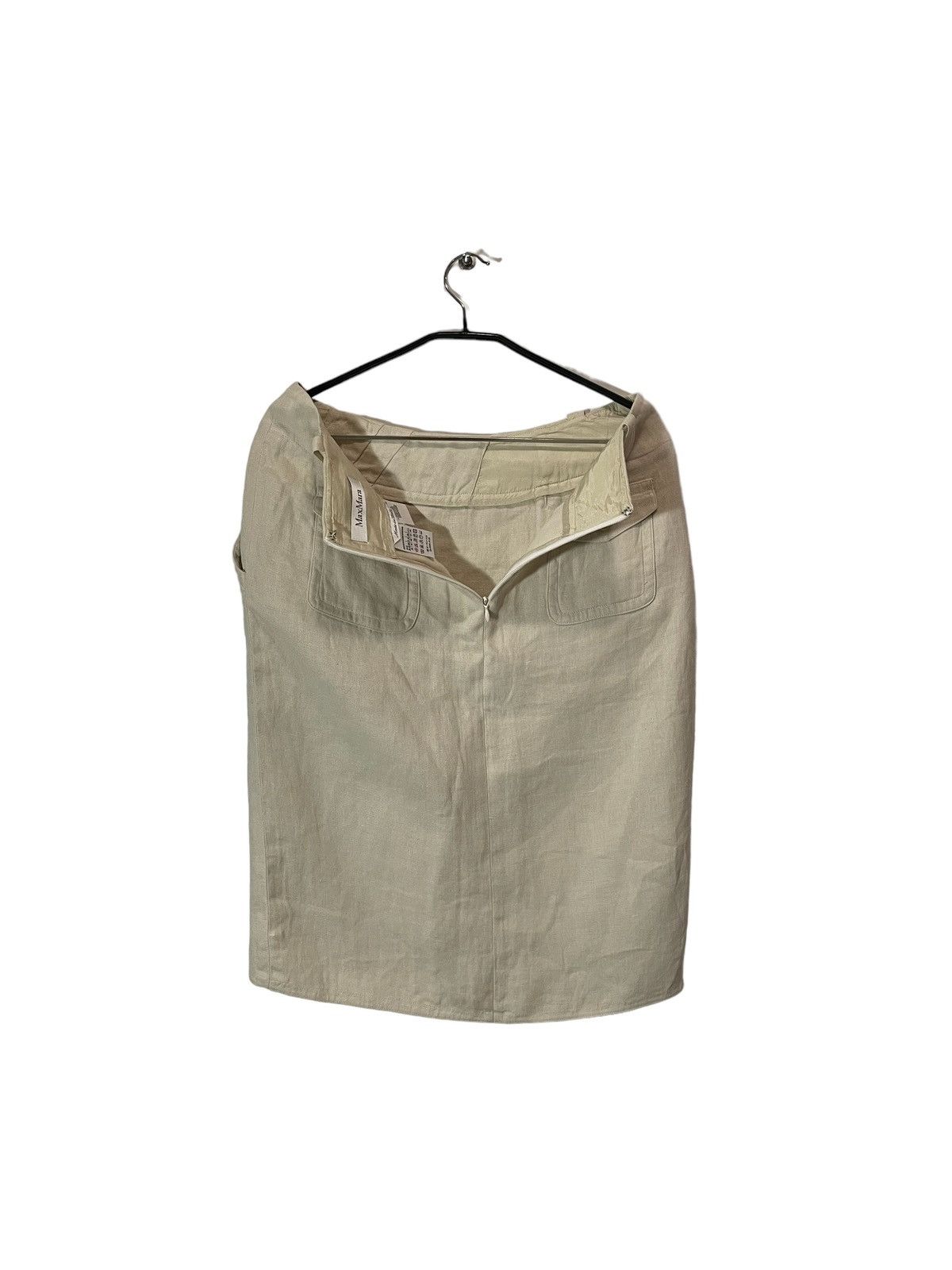 Designer × Max Mara Max Mara linen midi beige skirt Size 32" / US 10 / IT 46 - 2 Thumbnail