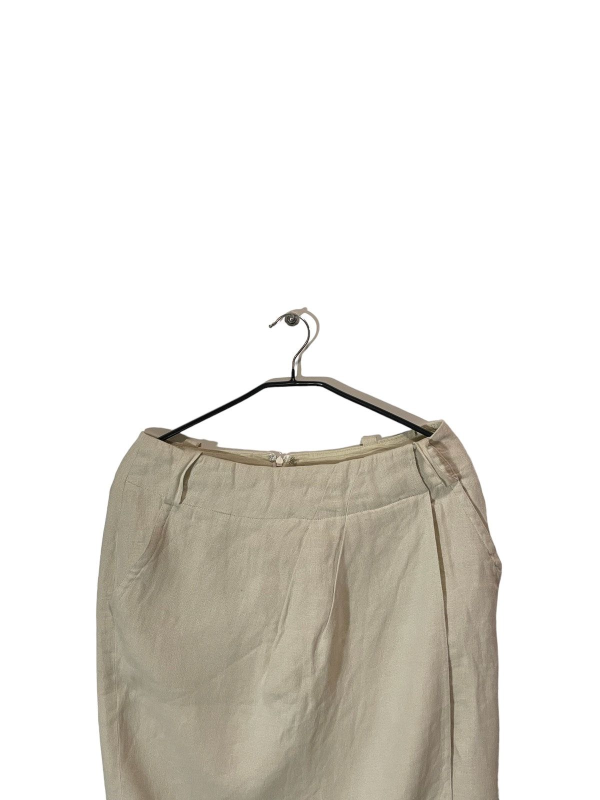 Designer × Max Mara Max Mara linen midi beige skirt Size 32" / US 10 / IT 46 - 5 Thumbnail