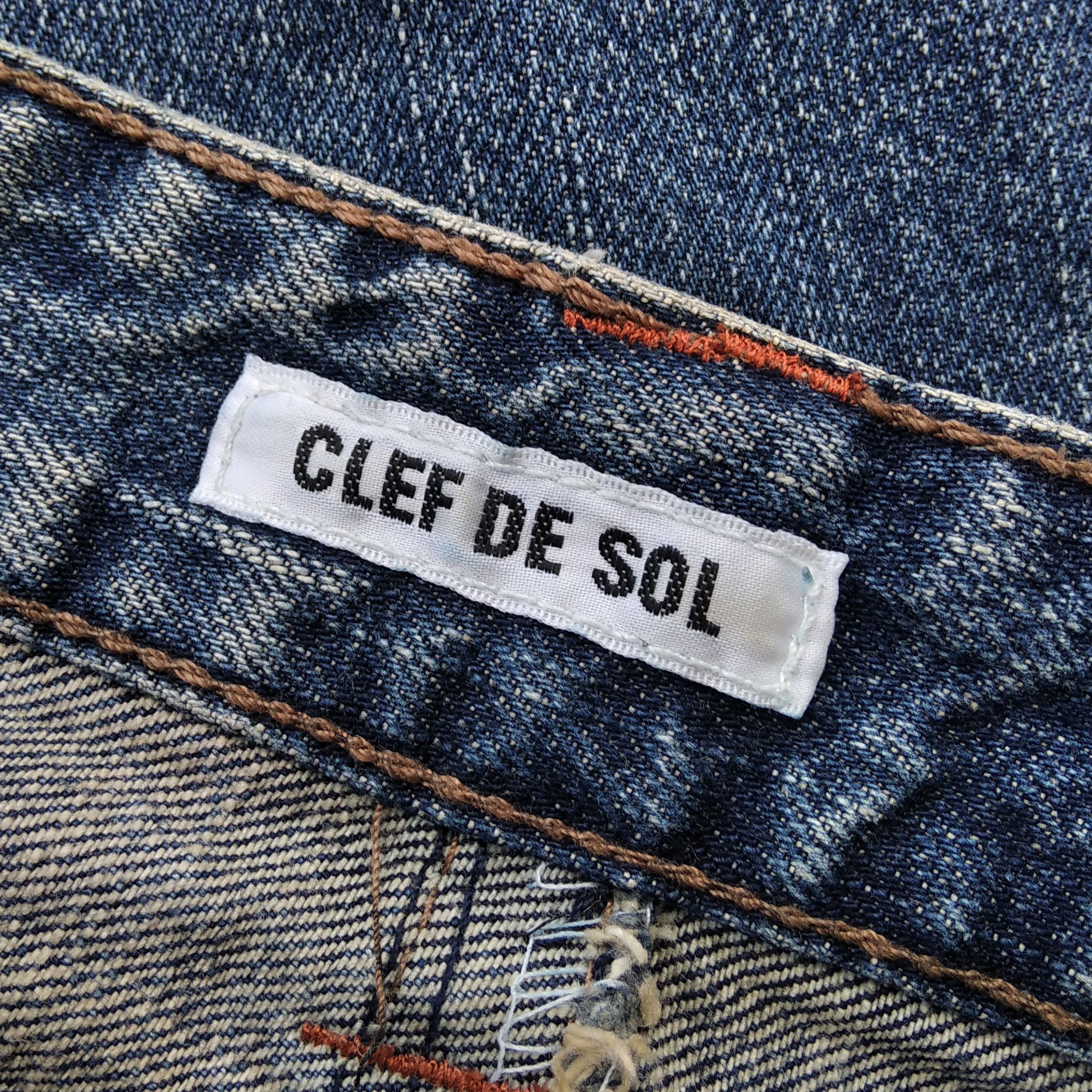 Tornado Mart Vintage 00's CLEF DE SOL Ripped Patchwork Flare Denim Size 31" - 6 Thumbnail