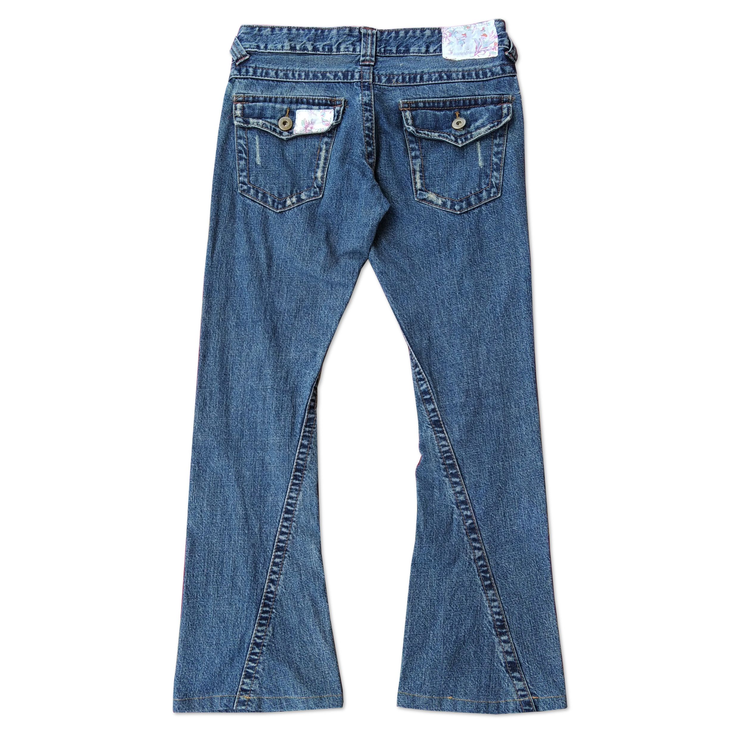 Tornado Mart Vintage 00's CLEF DE SOL Ripped Patchwork Flare Denim Size 31" - 4 Thumbnail