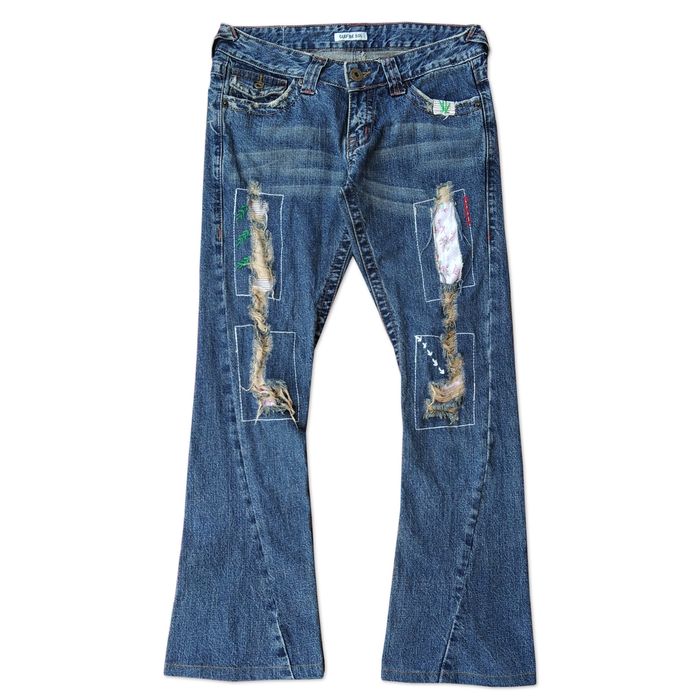 Hysteric Glamour Vintage 00's CLEF DE SOL Ripped Patchwork Flare Denim ...