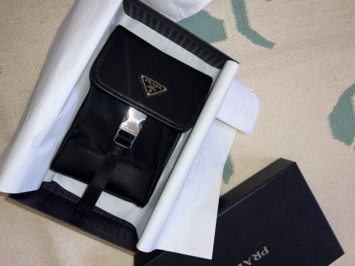 image of Prada Vertical Smartphone Pouch/crossbody Bag in Black, Men's