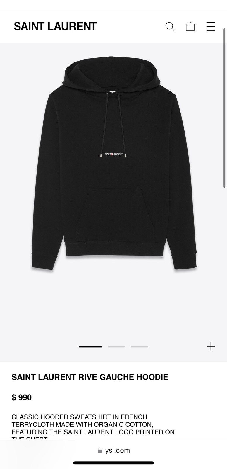 Saint Laurent Paris $990 🤑 Saint Laurent Rive Gauche logo black hoodie Small Size US S / EU 44-46 / 1 - 1 Thumbnail