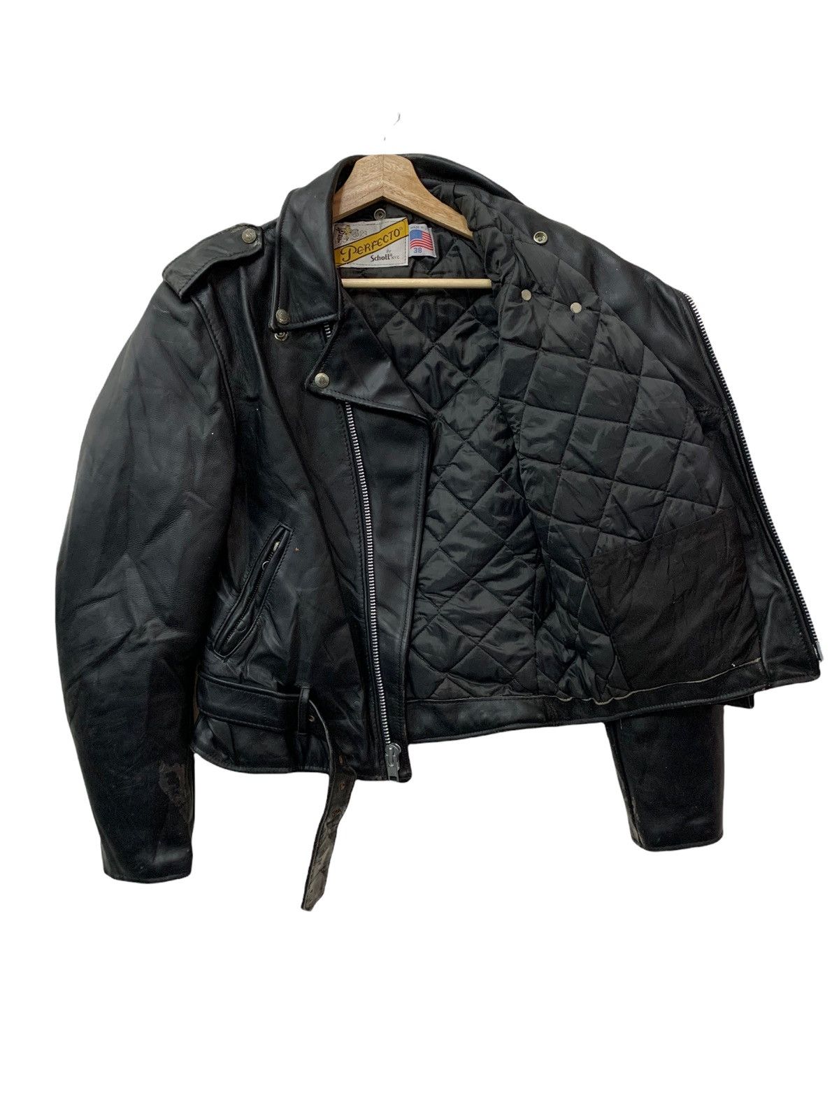 Schott 🔥VERY WORN SCHOTTPERFECTO DOUBLE COLLAR BIKERS JACKETS Size US M / EU 48-50 / 2 - 7 Thumbnail