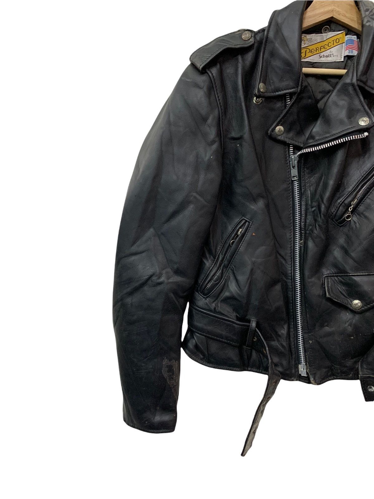 Schott 🔥VERY WORN SCHOTTPERFECTO DOUBLE COLLAR BIKERS JACKETS Size US M / EU 48-50 / 2 - 3 Thumbnail