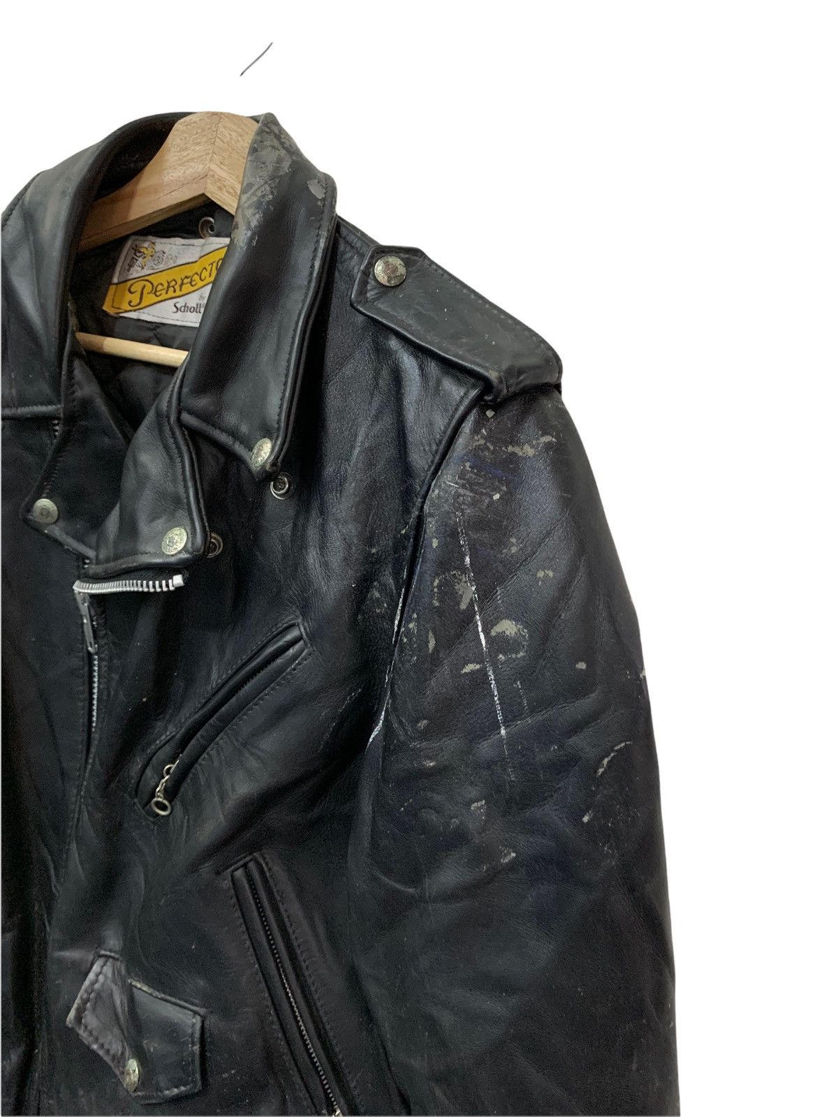 Schott 🔥VERY WORN SCHOTTPERFECTO DOUBLE COLLAR BIKERS JACKETS Size US M / EU 48-50 / 2 - 5 Thumbnail