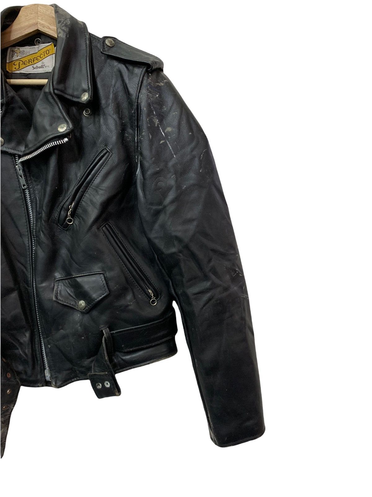 Schott 🔥VERY WORN SCHOTTPERFECTO DOUBLE COLLAR BIKERS JACKETS Size US M / EU 48-50 / 2 - 4 Thumbnail