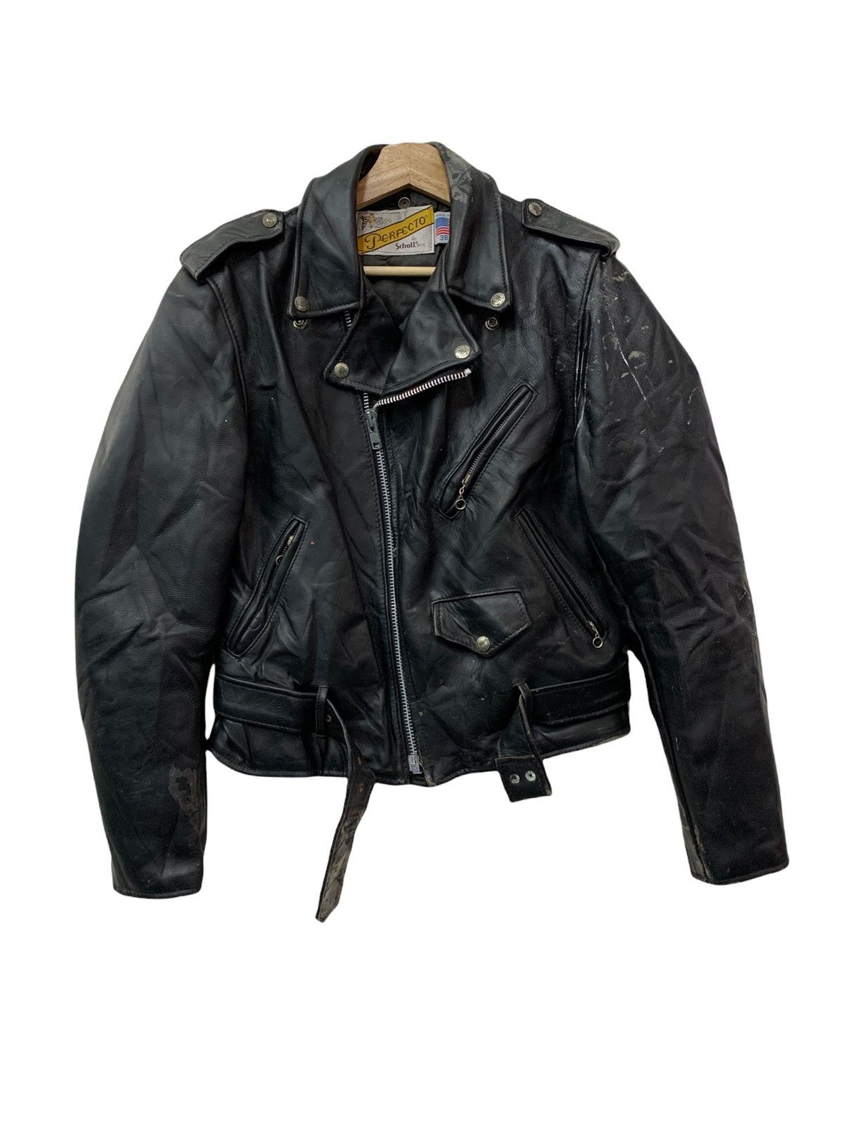 Schott 🔥VERY WORN SCHOTTPERFECTO DOUBLE COLLAR BIKERS JACKETS Size US M / EU 48-50 / 2 - 1 Thumbnail