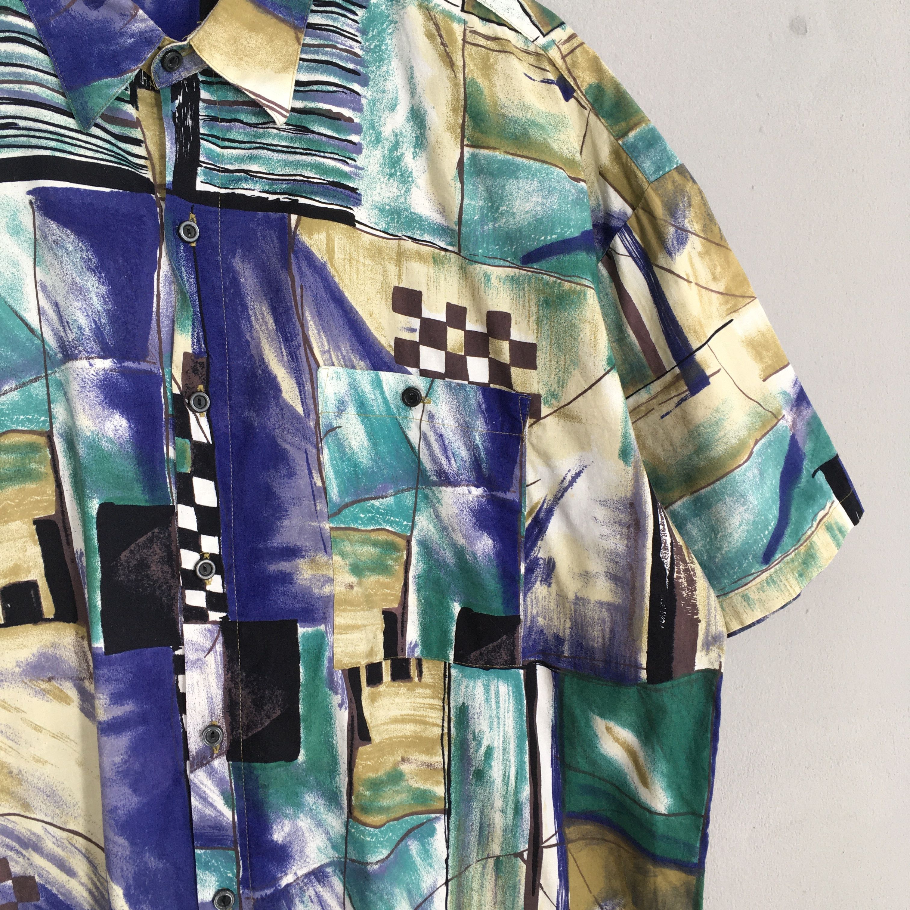 Designer Vintage Psychedelic Hawaiian Aloha Cotton Shirt XLarge Size US XL / EU 56 / 4 - 4 Thumbnail