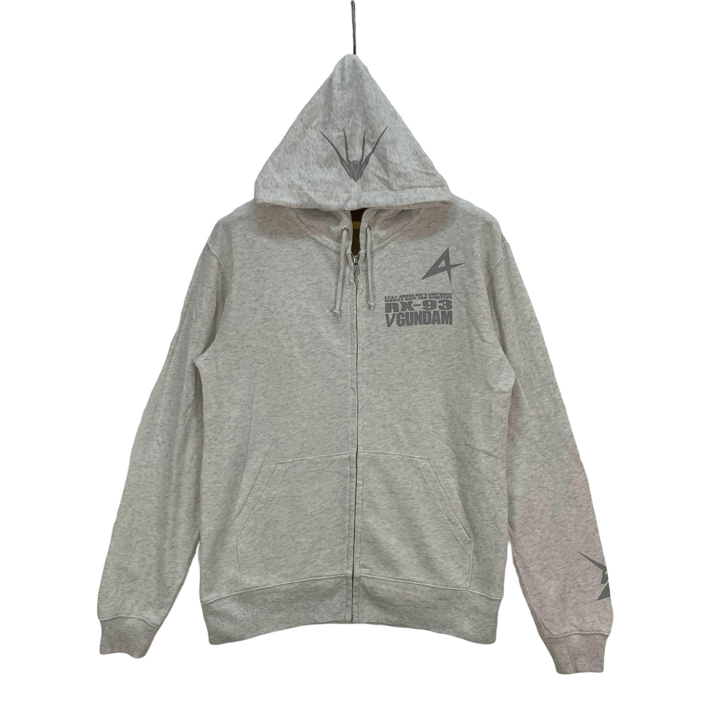 image of Anima Bandai Rx-93 V Gundam Zip Up Hoodies 4013-139 in Grey, Men's (Size Large)